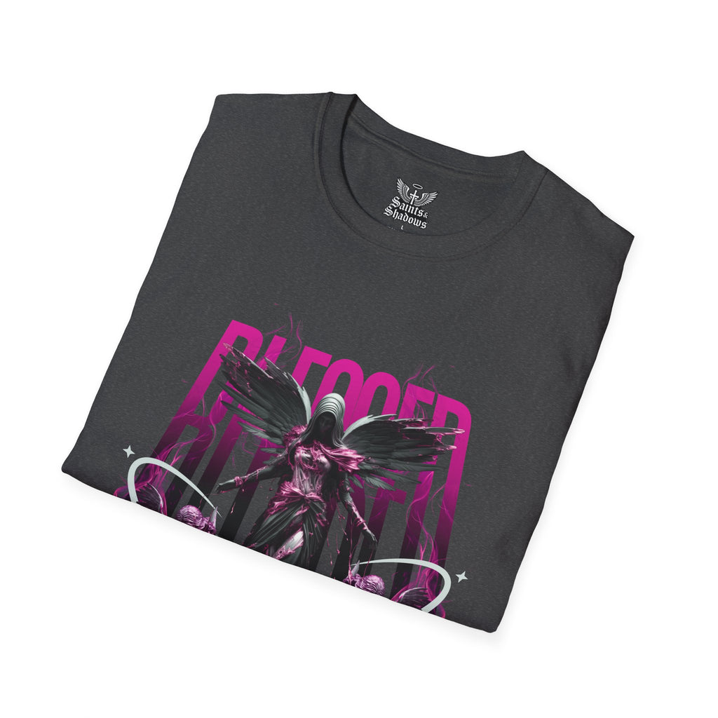 Saints and Shadows - Bleeded Art, Angelic Artwork Unisex Softstyle T-Shirt, Casual Wear