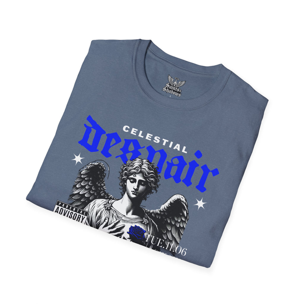 Saints and Shadows - Celestial Despair, Angelic Artwork Unisex Softstyle T-Shirt, Casual Wear