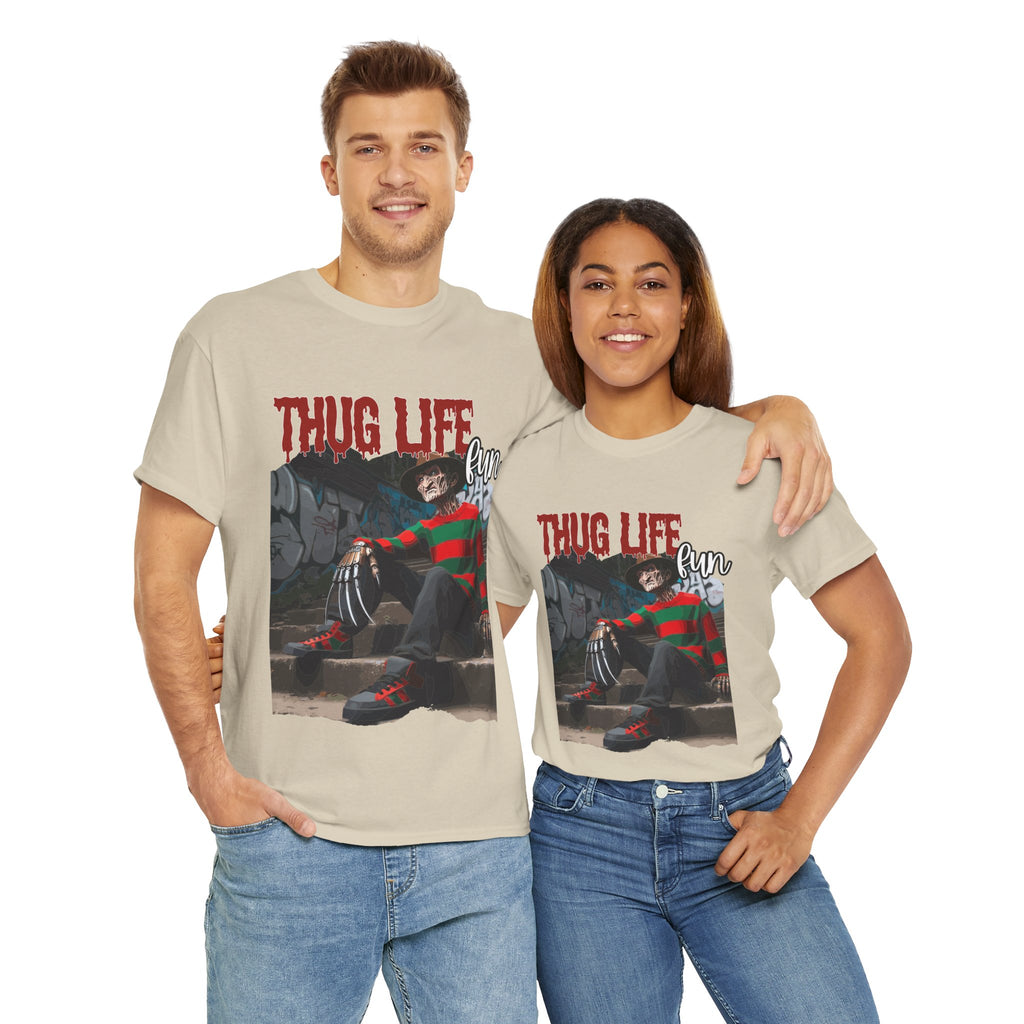Freddie Kruger, Thug Life Tee - Horror Graphic Tee, Unisex Cotton Shirt, Halloween Costume, Horror Movie Gift