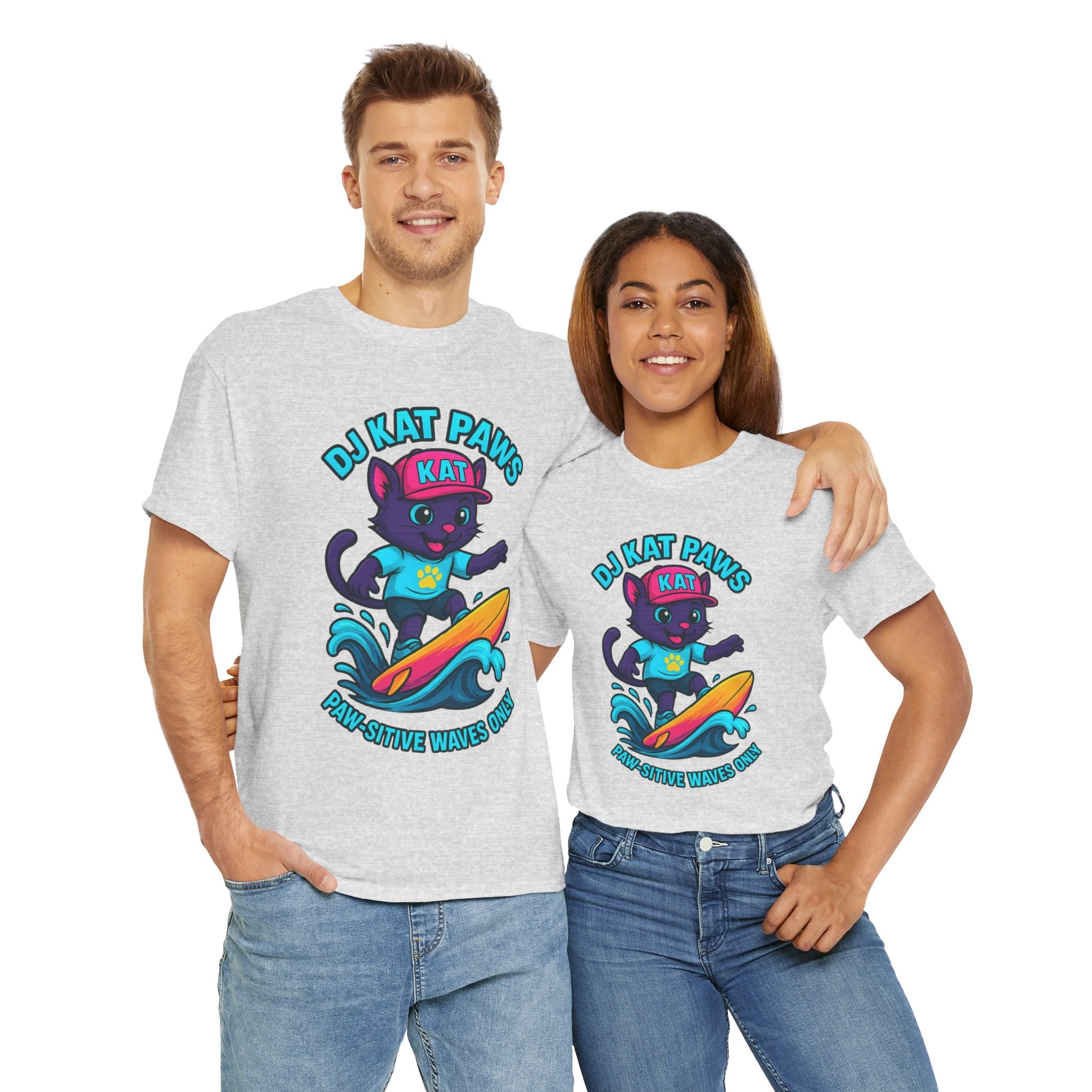 DJ KAT PAWS Paw-sitive Waves Only Surfing Tee