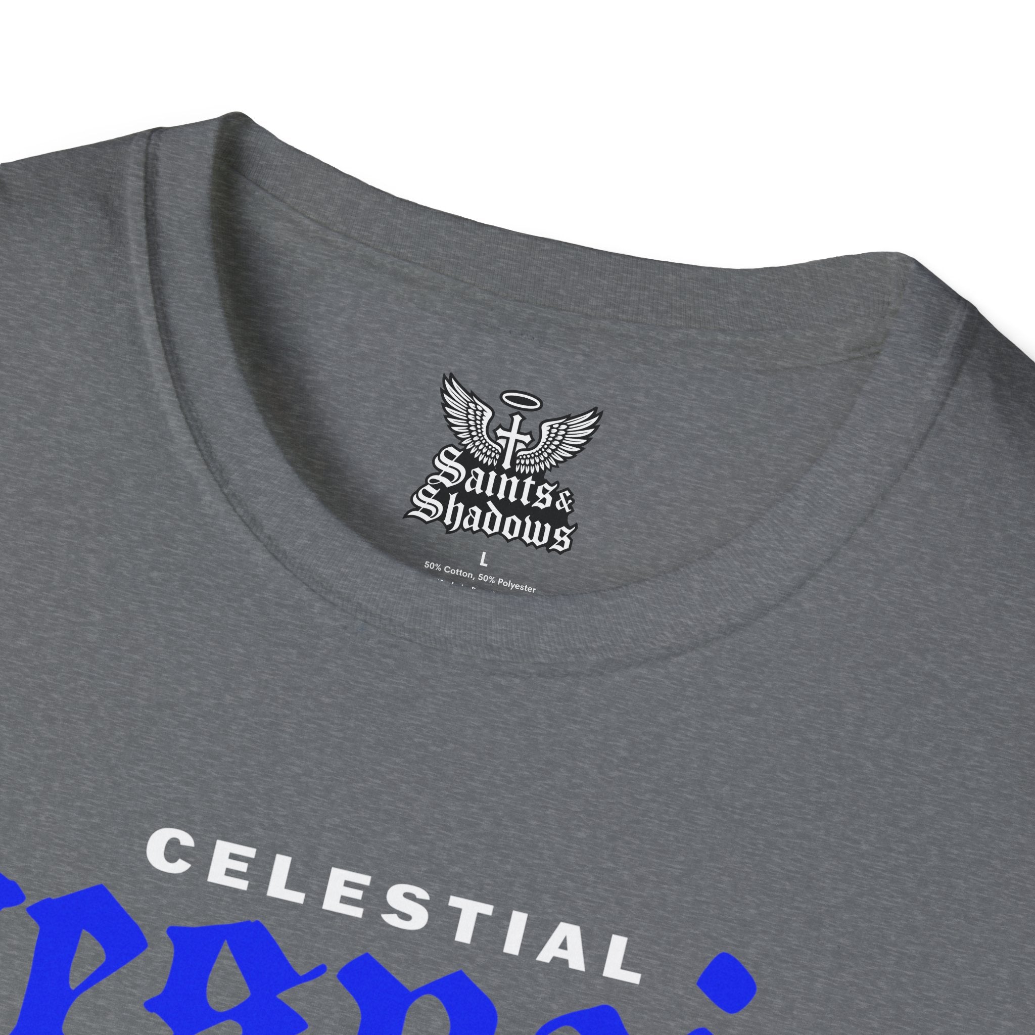 Saints and Shadows - Celestial Despair, Angelic Artwork Unisex Softstyle T-Shirt, Casual Wear