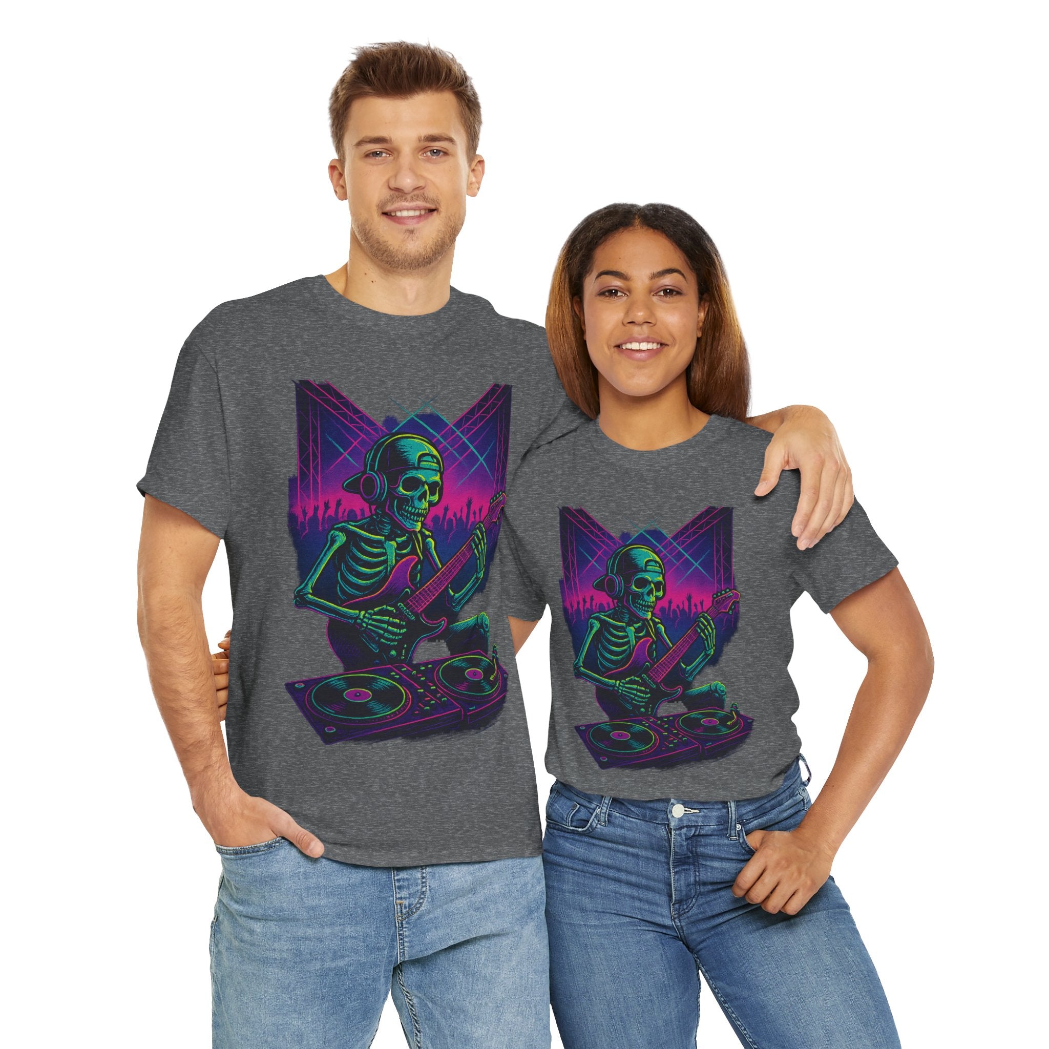 Bone Jams Rockin’ Skeleton, Tee | Loud Enough to Wake the Dead | Unisex Cotton Shirt for Music Lovers, Concerts, Halloween, Gifts