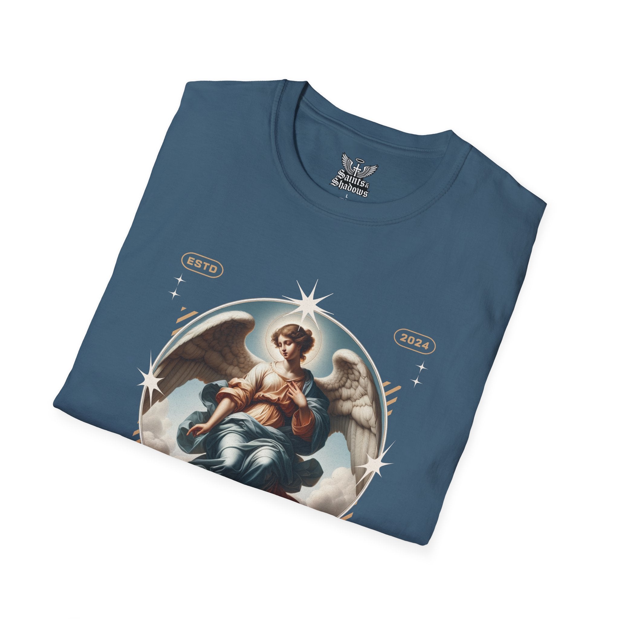 Saints and Shadows - Reflection, Angelic Artwork Unisex Softstyle T-Shirt, Casual Wear