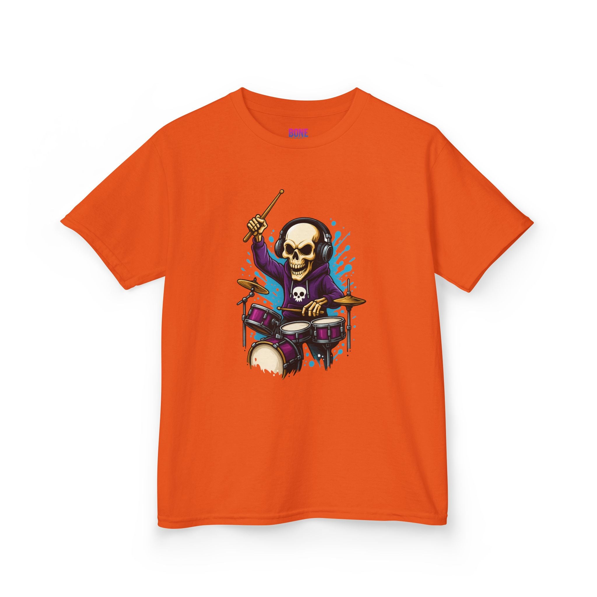 Bone Jams MC Bonez Kids Tee | Drummer Edition | Halloween Costume, Birthday Gift & Drop Dead Beats Apparel