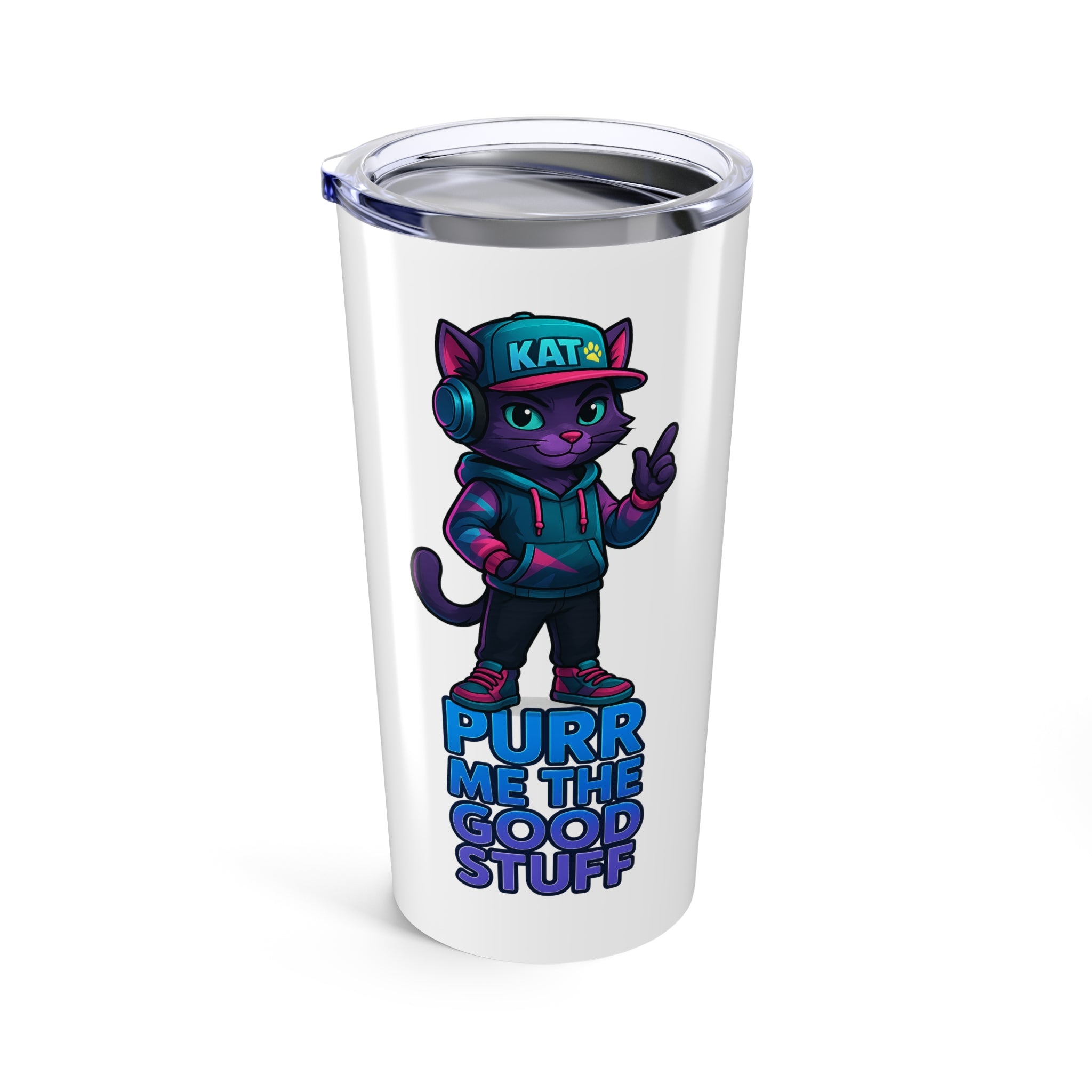 DJ KAT PAWS - Purr Me the Good Stuff | 20oz Tumbler - Perfect for Travel, Gifts, Everyday Use, Coffee Lovers, and Holidays