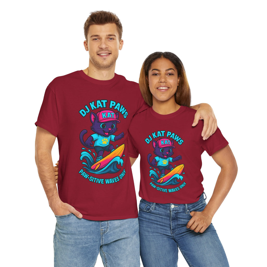 DJ KAT PAWS Paw-sitive Waves Only Surfing Tee