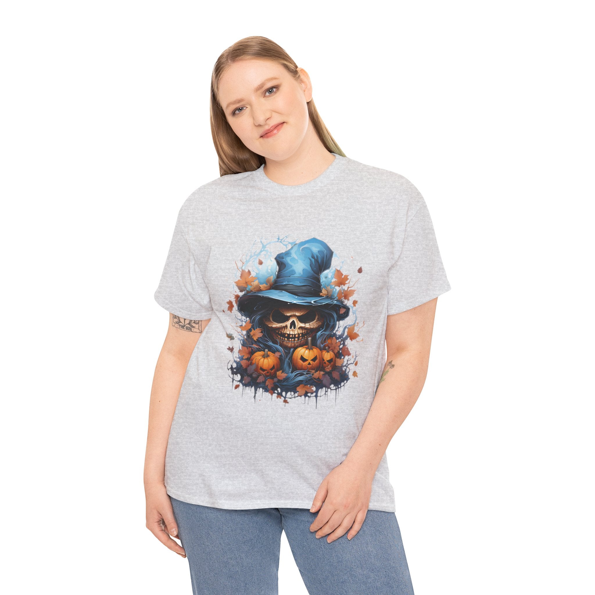 Skull Witch Unhappy Halloween Tee - Halloween Shirt, Spooky Tee, Pumpkin Shirt, Fall Apparel, Costume Top