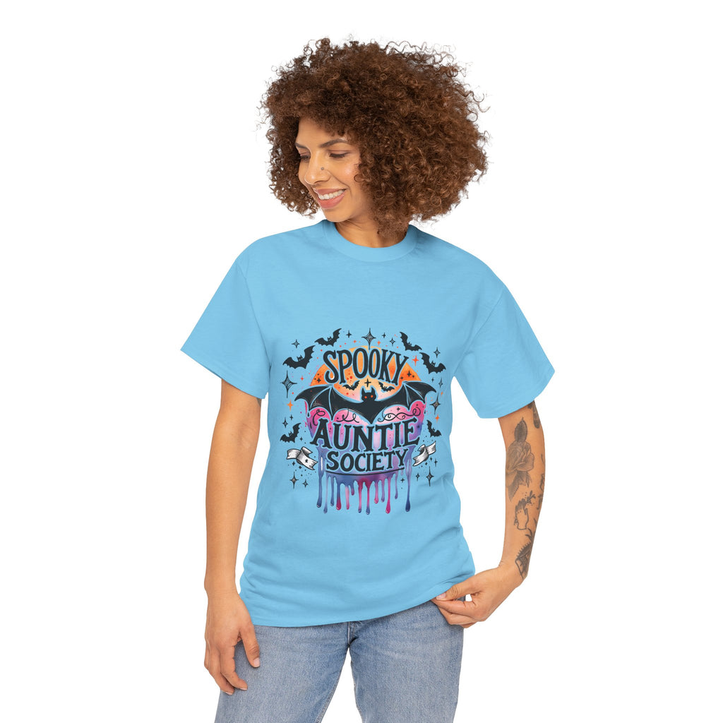 Spooky Auntie Society Tee, Ghost Lovers T-Shirt, Halloween Costume Shirt, Unisex Graphic Tee, Fun Family Gathering Apparel