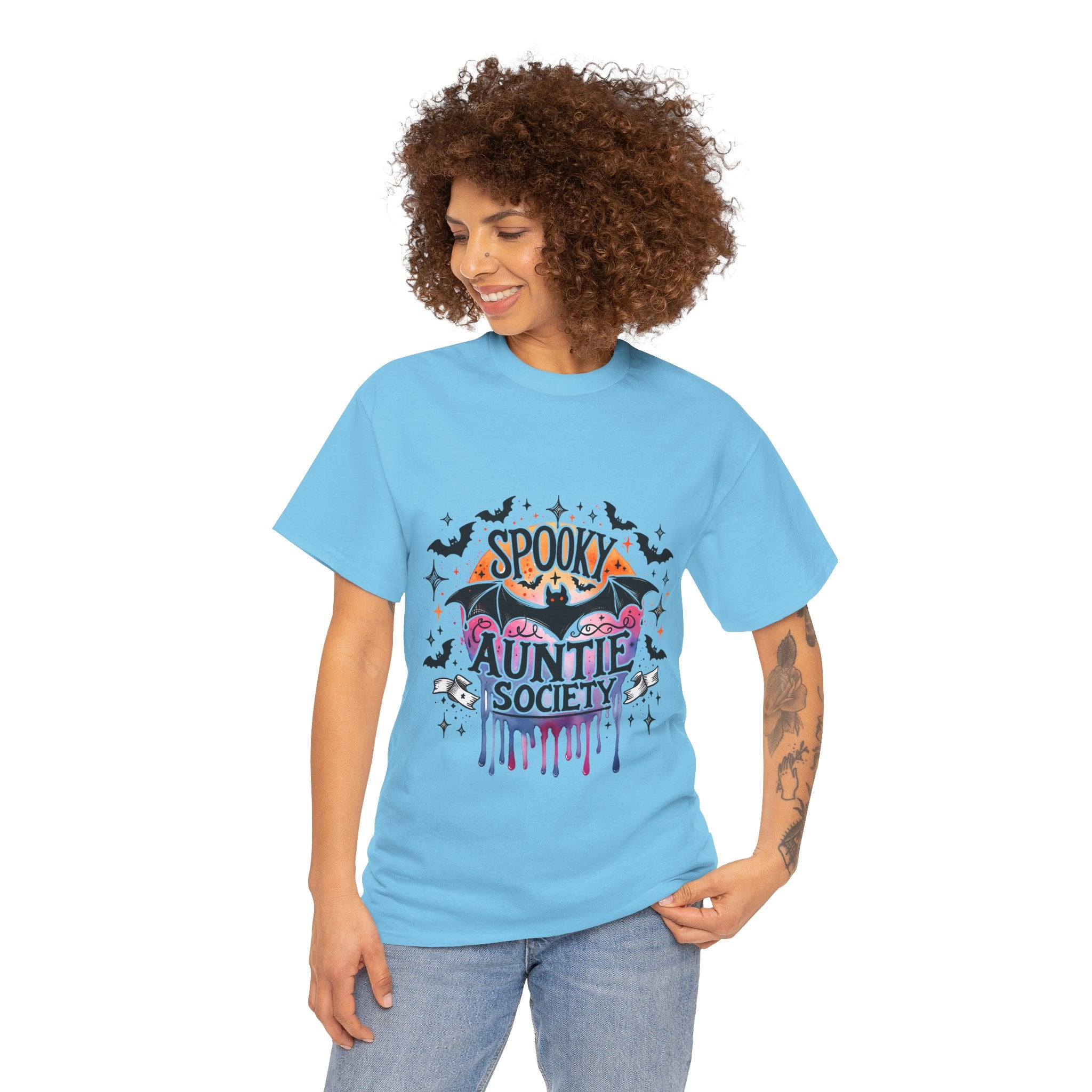 Spooky Auntie Society Tee, Ghost Lovers T-Shirt, Halloween Costume Shirt, Unisex Graphic Tee, Fun Family Gathering Apparel