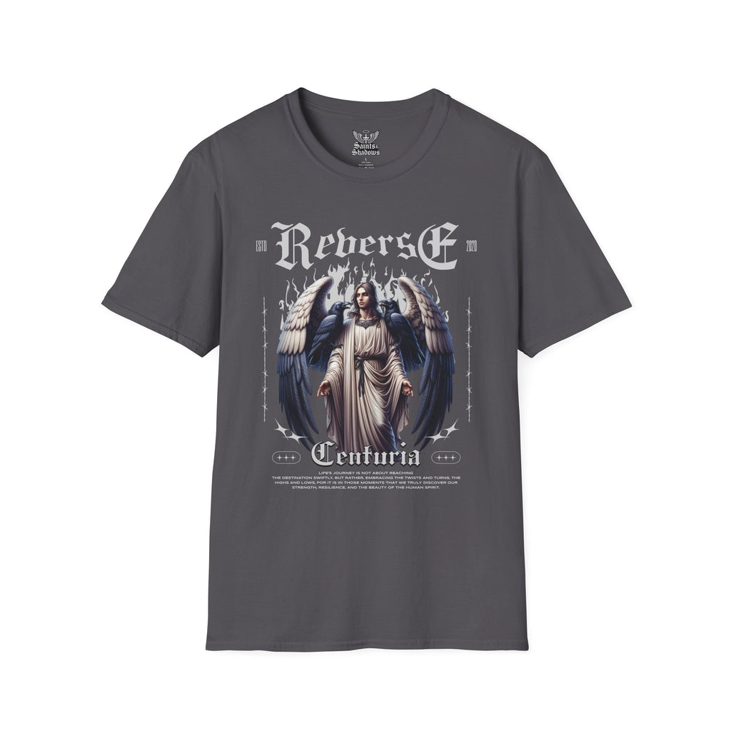 Saints and Shadows - Reverse Centuria, Angelic Artwork Unisex Softstyle T-Shirt, Casual Wear