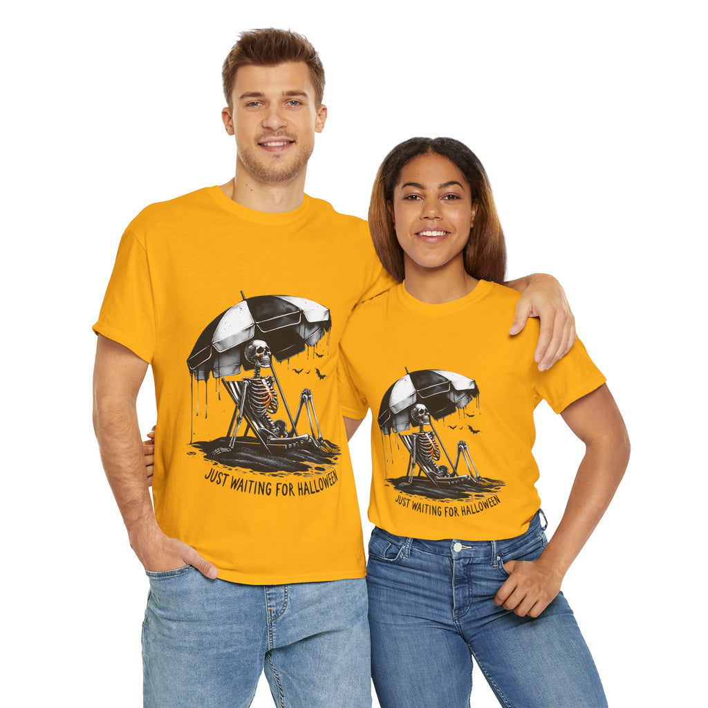 Just Waiting for Halloween, Heavy, Unisex Graphic Shirt, Birthday Gift, Casual Wear, Vintage Style, Floral Design T-shirt