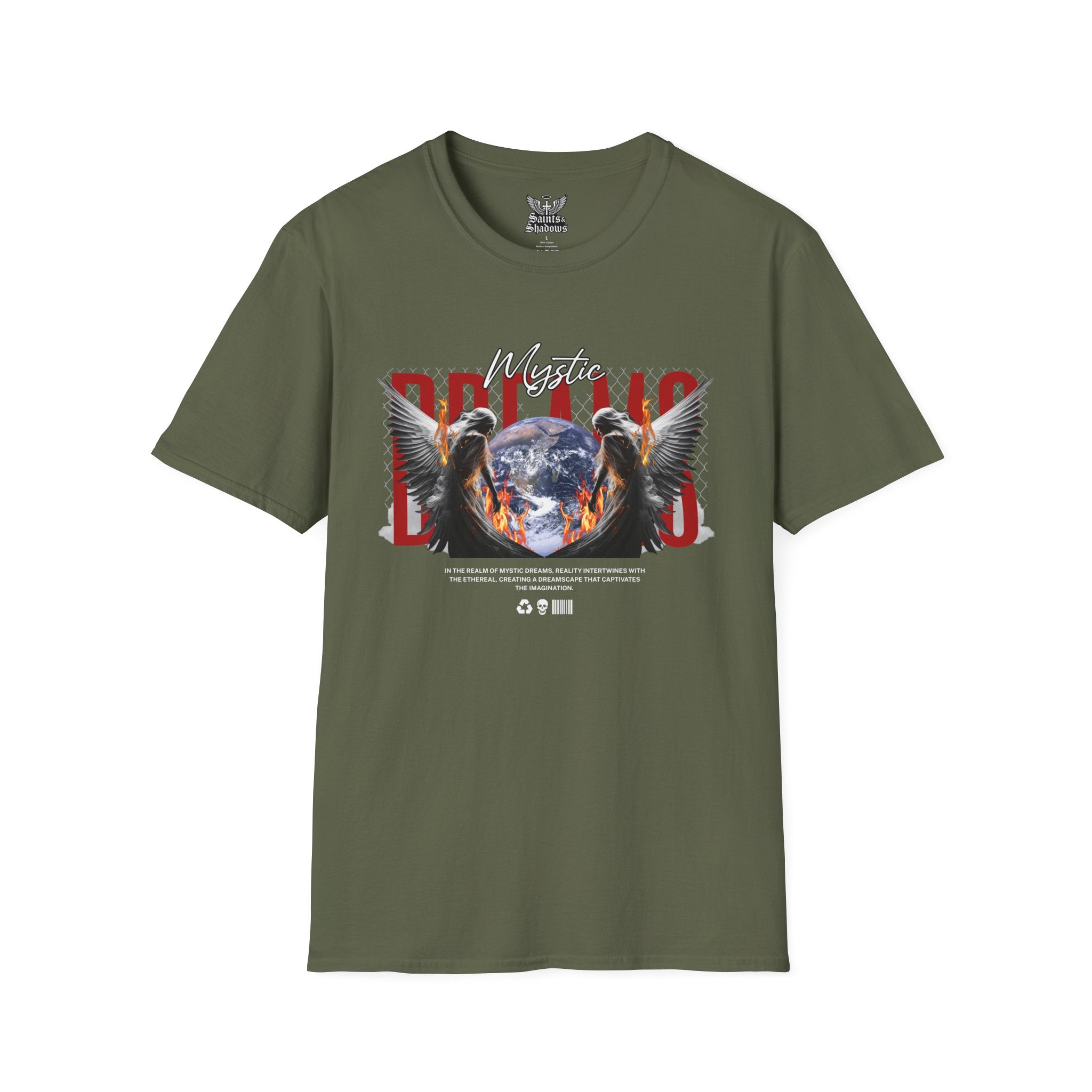 Saints and Shadows - Mystic Wings, Angelic Artwork Unisex Softstyle T-Shirt, Casual Wear