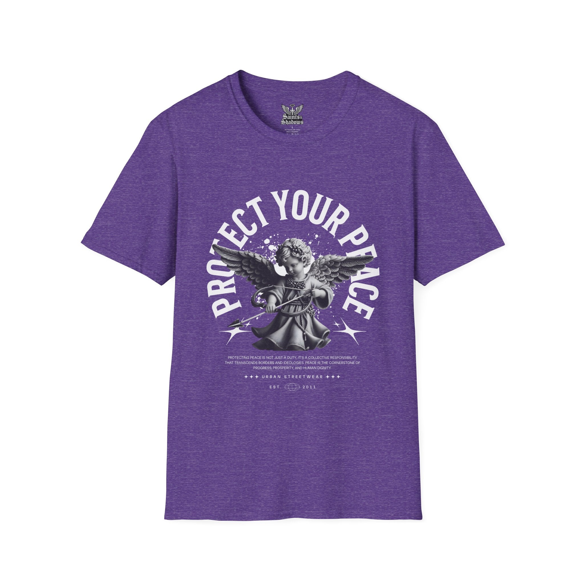 Saints and Shadows - Protect Your Peace, Angelic Artwork Unisex Softstyle T-Shirt, Casual Wear