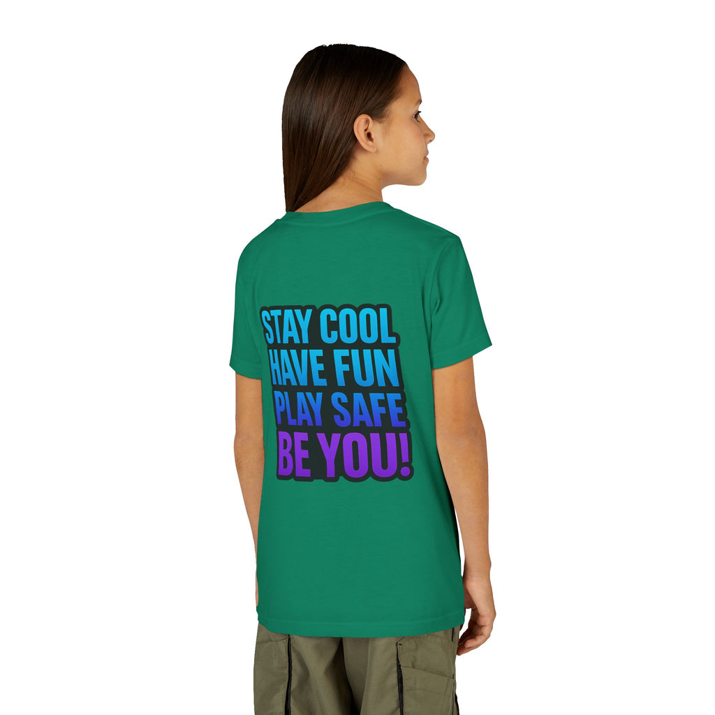 DJ KAT PAWS Paw-sitively Shredding, Skateboarding Youth Tee | Fun Summer Shirt, Motivational Kids T-Shirt, Birthday Gift for Boys & Girls