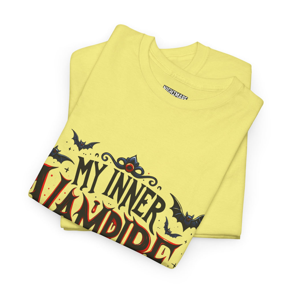 My Inner Vampire Hates Mornings, Tee - Unisex Heavy Cotton Shirt for Halloween, Gifts, Casual Wear, Funny T-Shirt, Vampire Lover Apparel