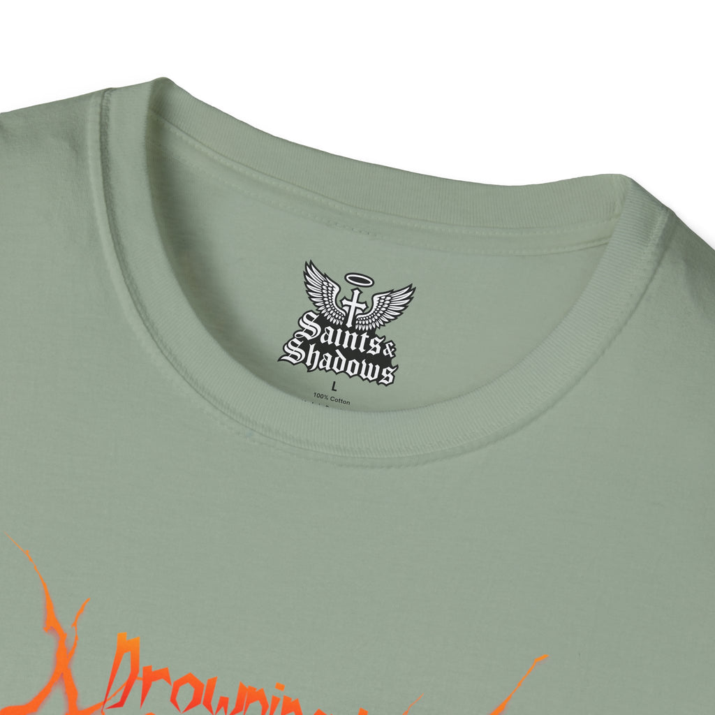 Saints and Shadows -Drowning In Anguish, Angelic Artwork Unisex Softstyle T-Shirt, Casual Wear
