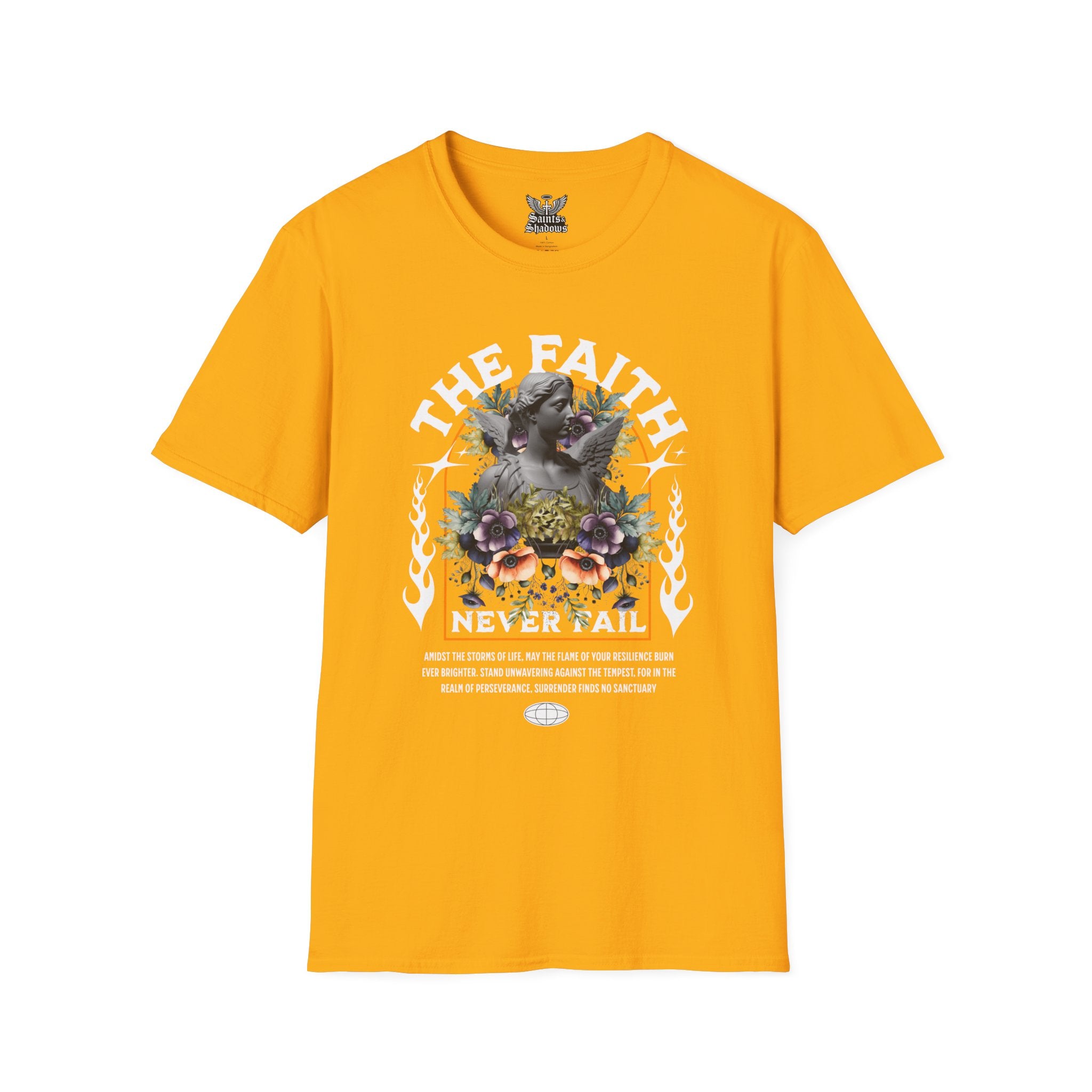 Saints and Shadows - The Faith Never Fail, Angelic Artwork Unisex Softstyle T-Shirt, Casual Wear