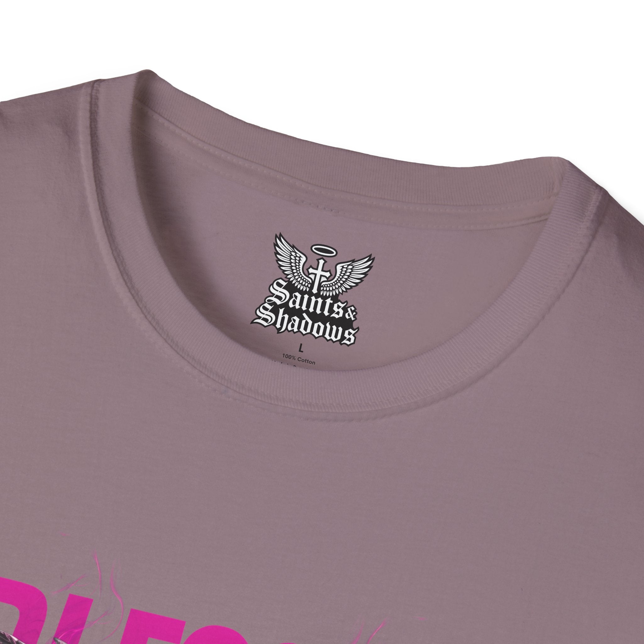 Saints and Shadows - Bleeded Art, Angelic Artwork Unisex Softstyle T-Shirt, Casual Wear