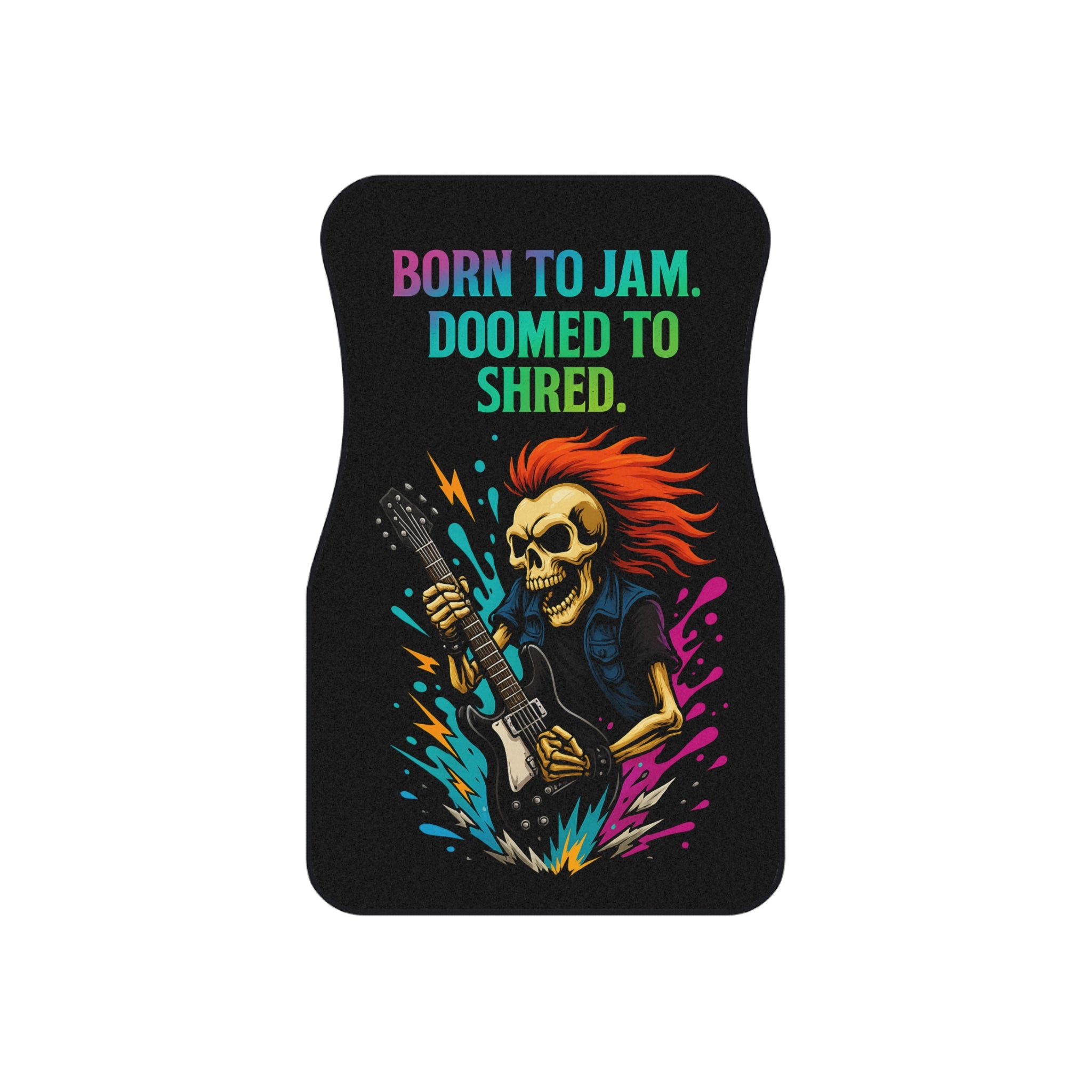 Bone Jams MC Bonez, Rockin' Car Mats (Set of 4) for Music Lovers, Punk Vibes, Skull Design, Unique Auto Accessories, Perfect for Gifts