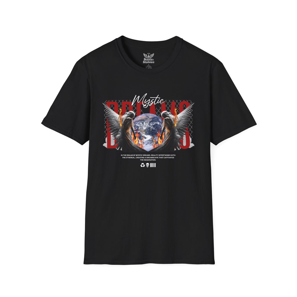 Saints and Shadows - Mystic Wings, Angelic Artwork Unisex Softstyle T-Shirt, Casual Wear