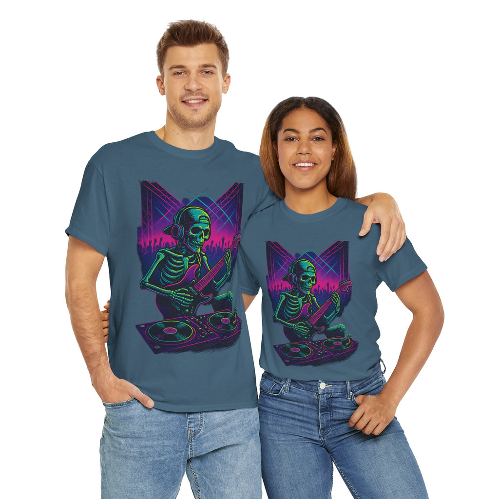 Bone Jams Rockin’ Skeleton, Tee | Loud Enough to Wake the Dead | Unisex Cotton Shirt for Music Lovers, Concerts, Halloween, Gifts