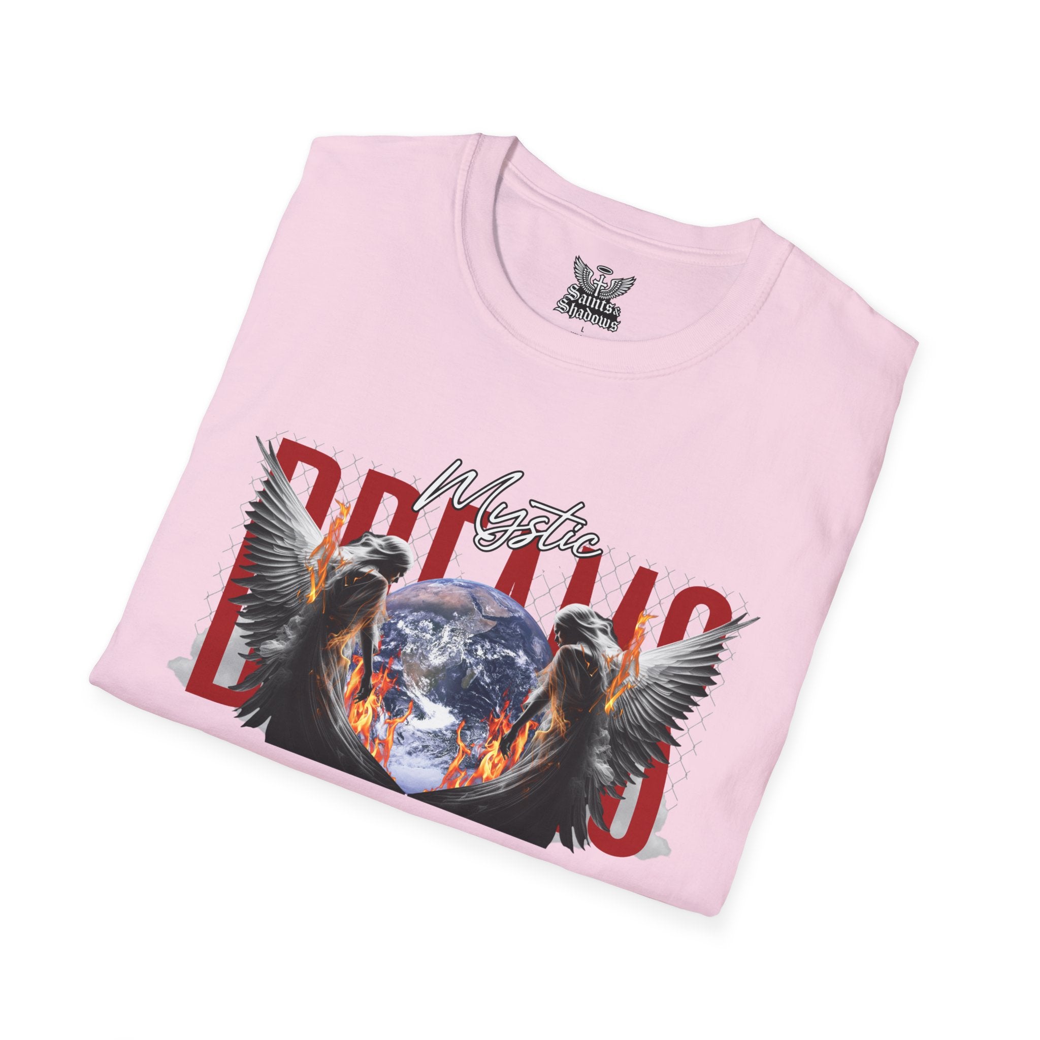 Saints and Shadows - Mystic Wings, Angelic Artwork Unisex Softstyle T-Shirt, Casual Wear