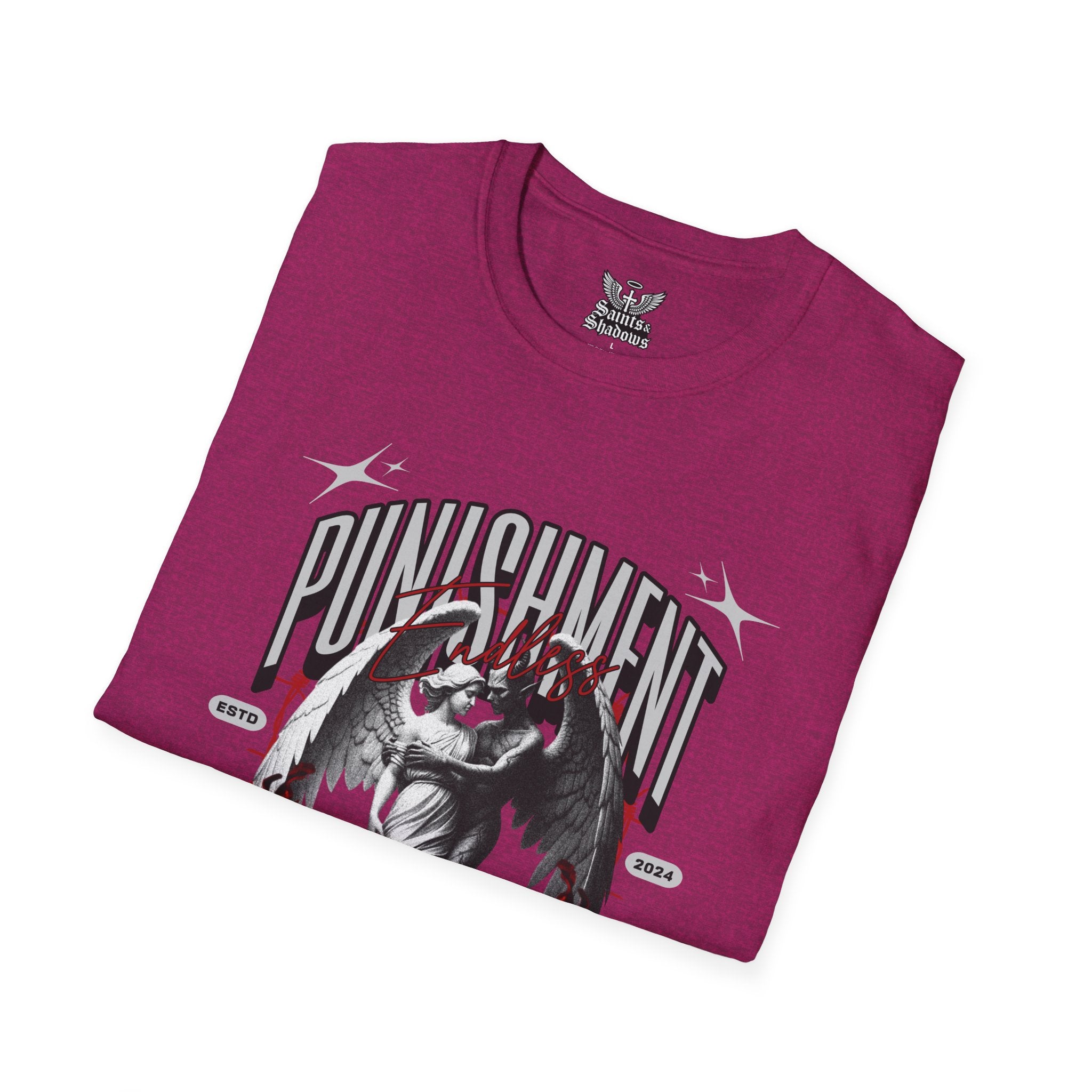 Saints and Shadows - Punishment, Angelic Artwork Unisex Softstyle T-Shirt, Casual Wear