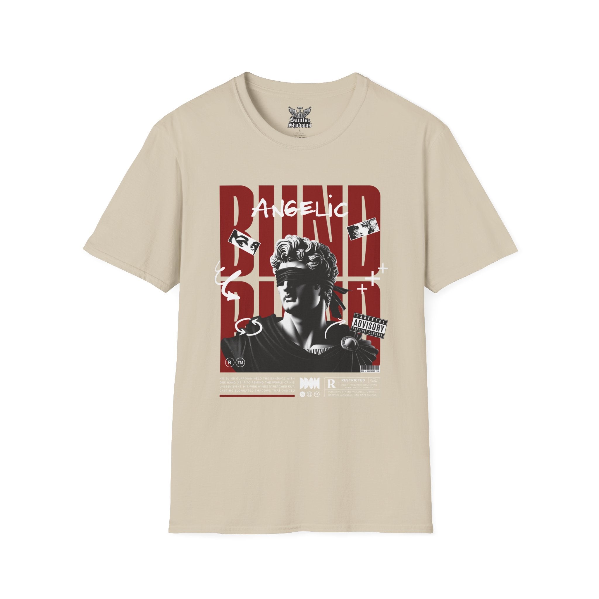 Saints and Shadows - Blind, Angelic Artwork Unisex Softstyle T-Shirt, Casual Wear