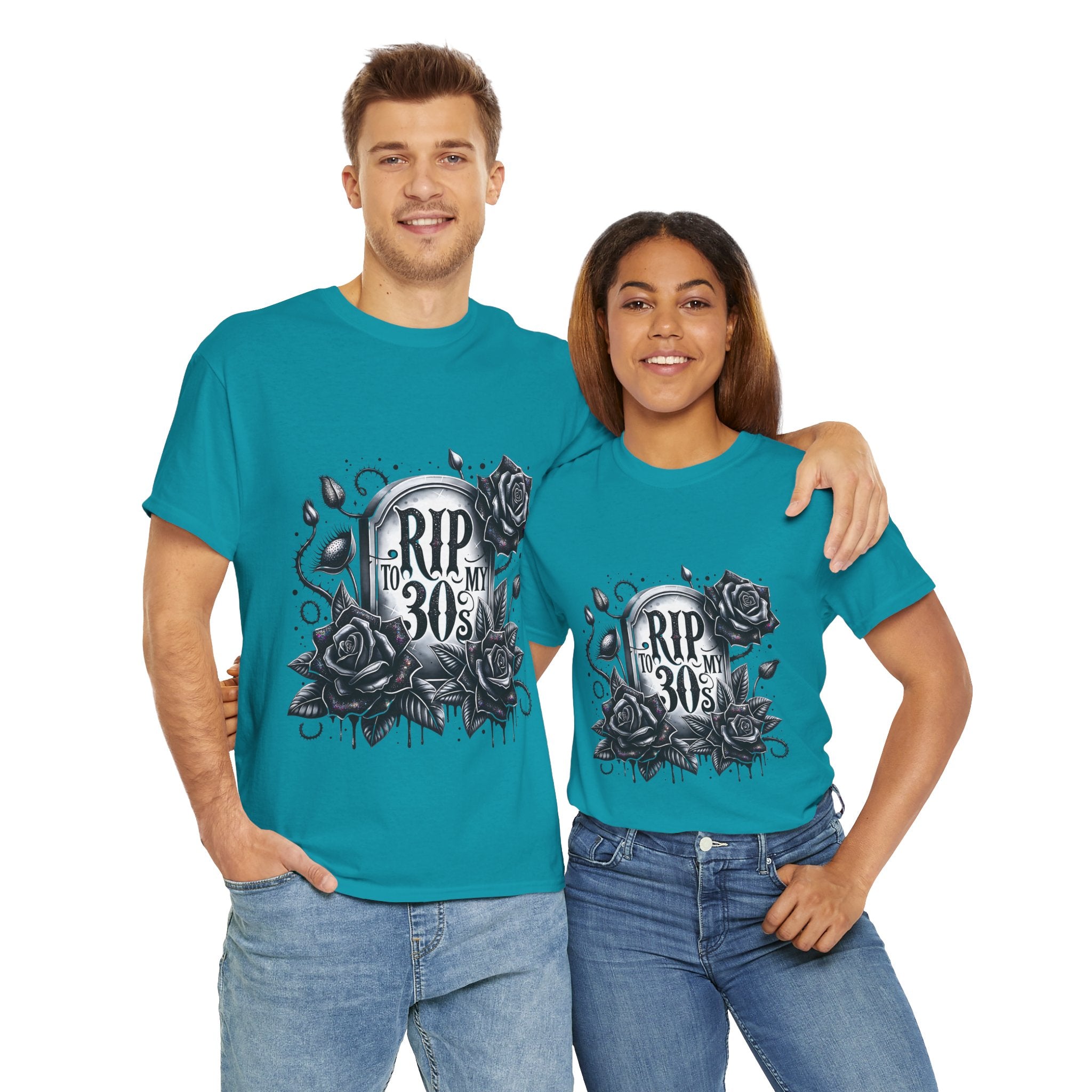 RIP to My 30s, Heavy, Unisex Graphic Shirt, Birthday Gift, Casual Wear, Vintage Style, Floral Design T-shirt