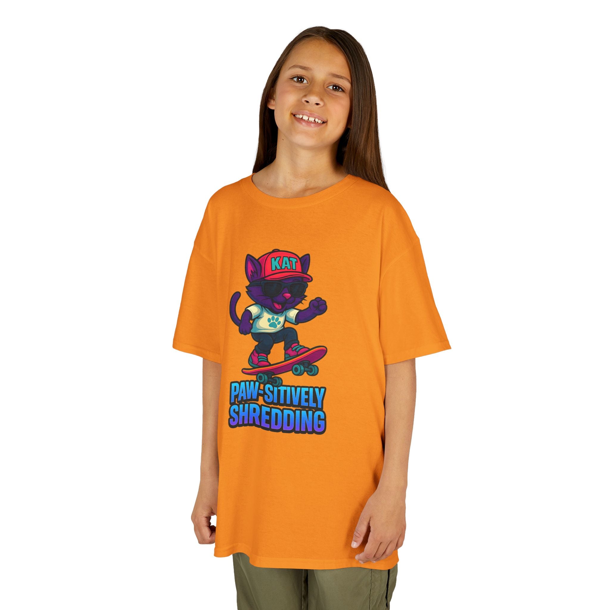DJ KAT PAWS - Fun Skater Cat Design, Youth Summer T-Shirt, Cool Kids Apparel, Birthday Gift, Trendy Casual Wear
