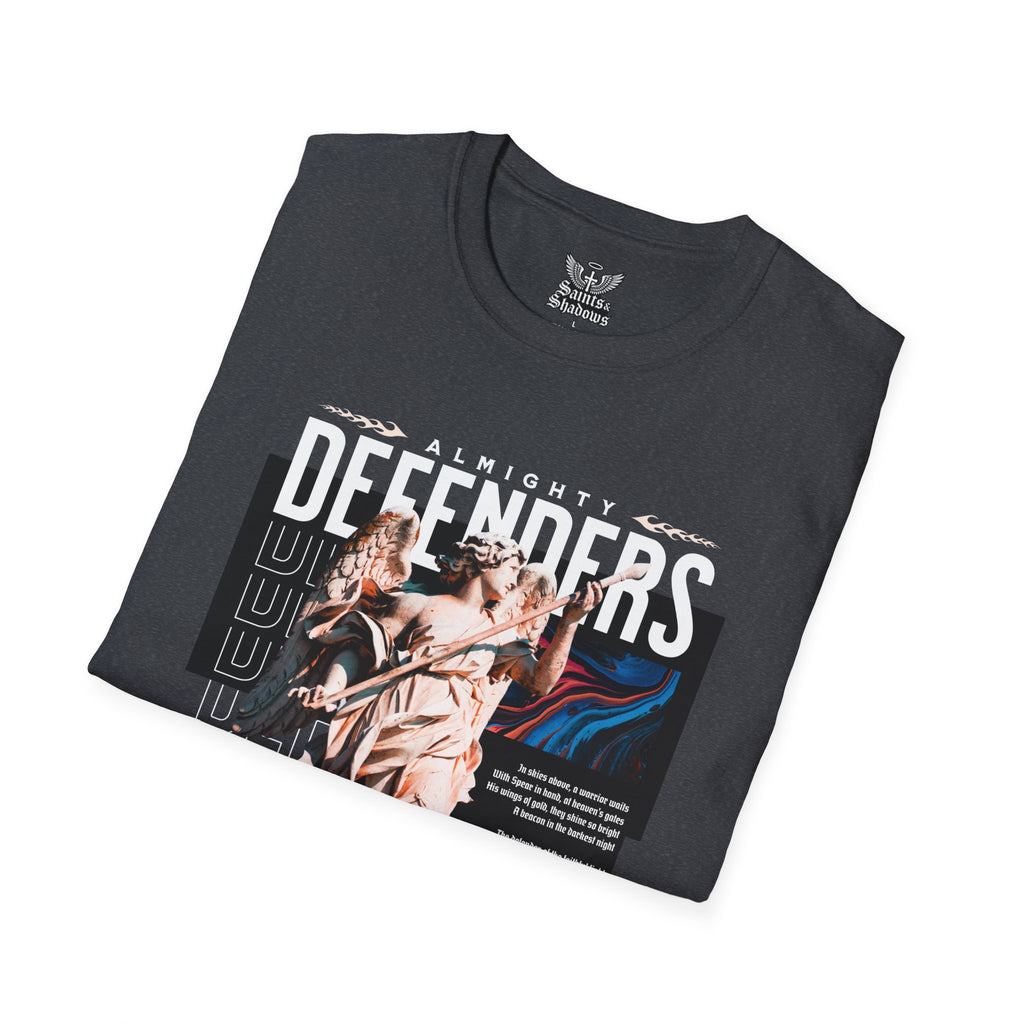 Saints and Shadows - Almighty Defenders, Angelic Artwork Unisex Softstyle T-Shirt, Casual Wear