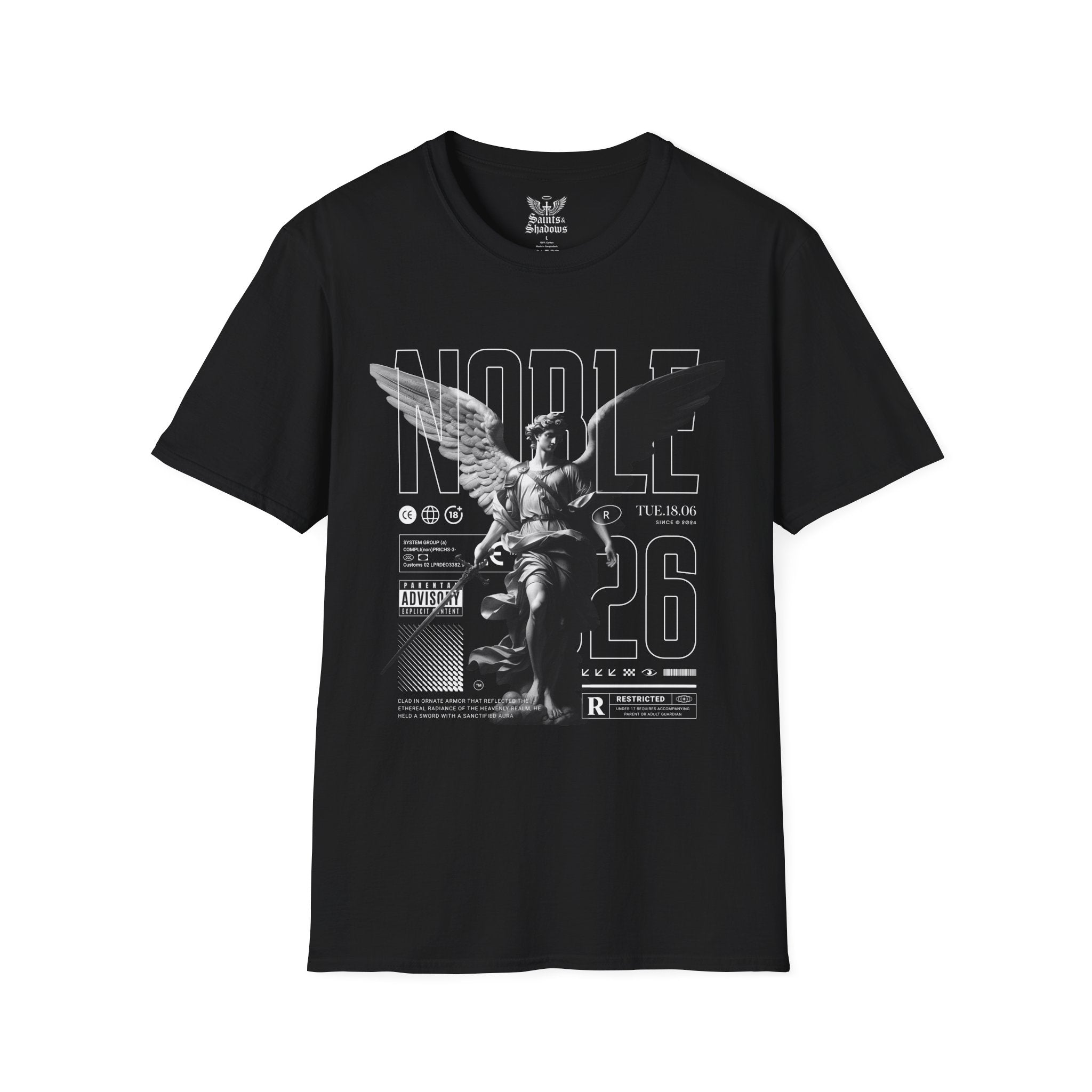 Saints and Shadows - Noble, Angelic Artwork Unisex Softstyle T-Shirt, Casual Wear