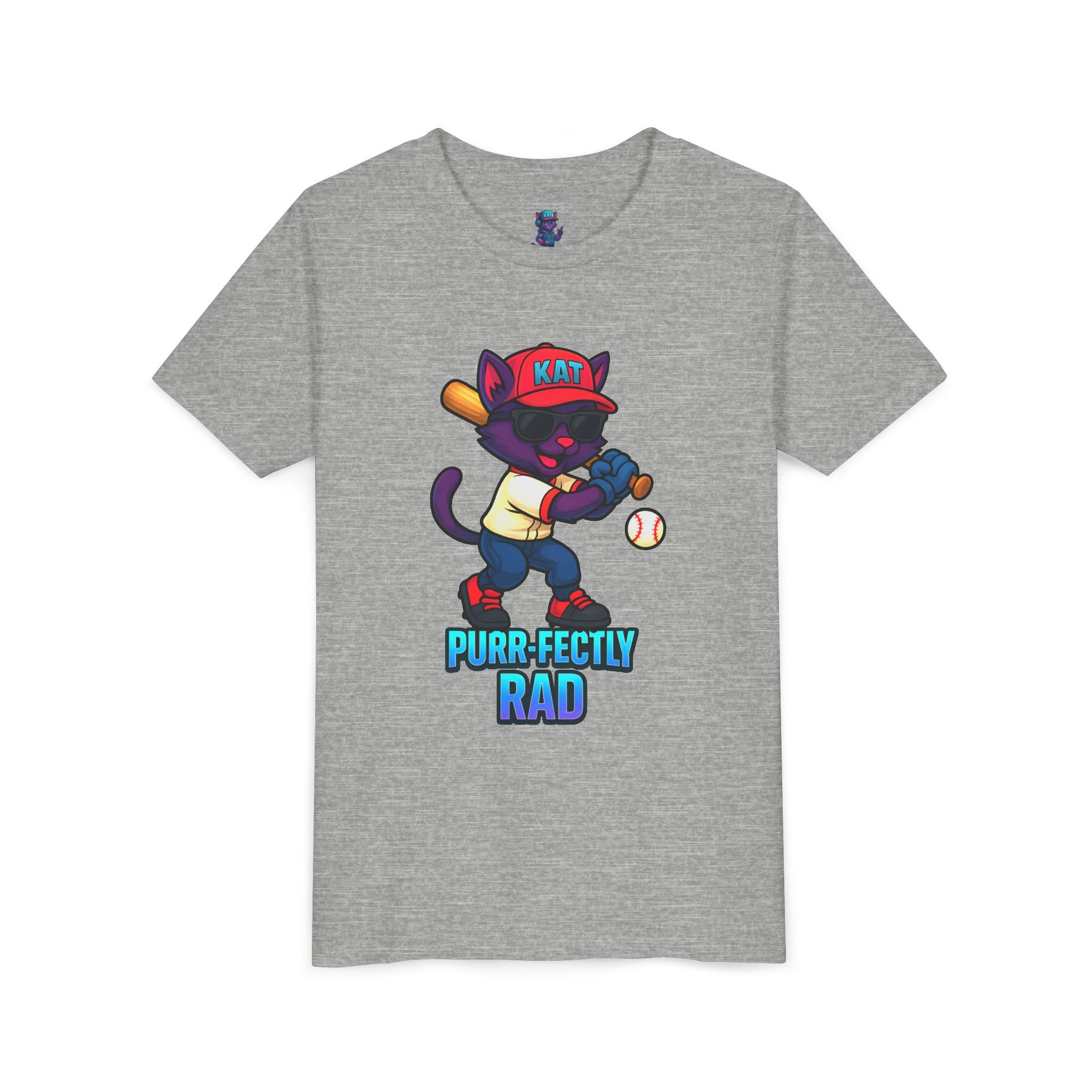 DJ KAT PAWS – Purr-fectly Rad Baseball Youth Tee | Fun Kids Graphic Shirt, Cool Cat Design, Perfect for Birthdays, Playdates & Sports Events