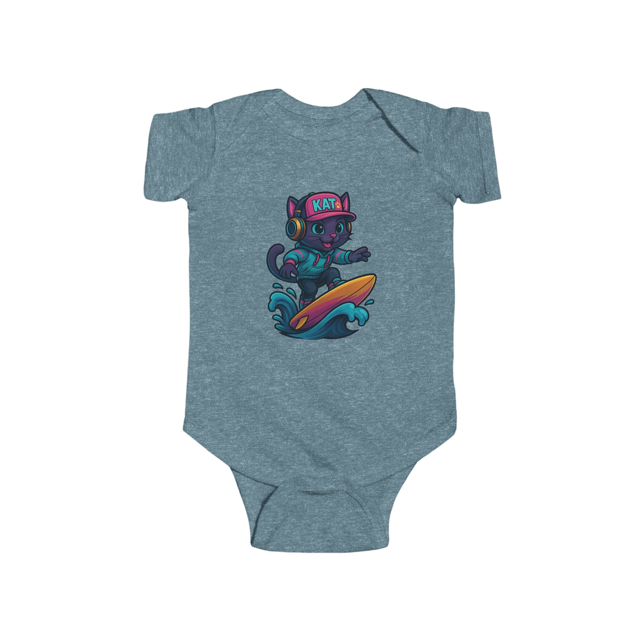 DJ KAT PAWS Surfing Champ | Infant Bodysuit, Cute Baby Gift, Nursery Apparel, Baby Shower Gift, Unique Baby Clothing