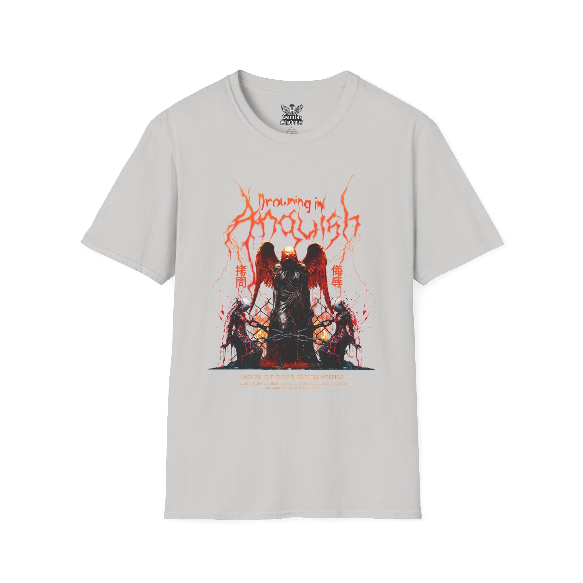 Saints and Shadows -Drowning In Anguish, Angelic Artwork Unisex Softstyle T-Shirt, Casual Wear