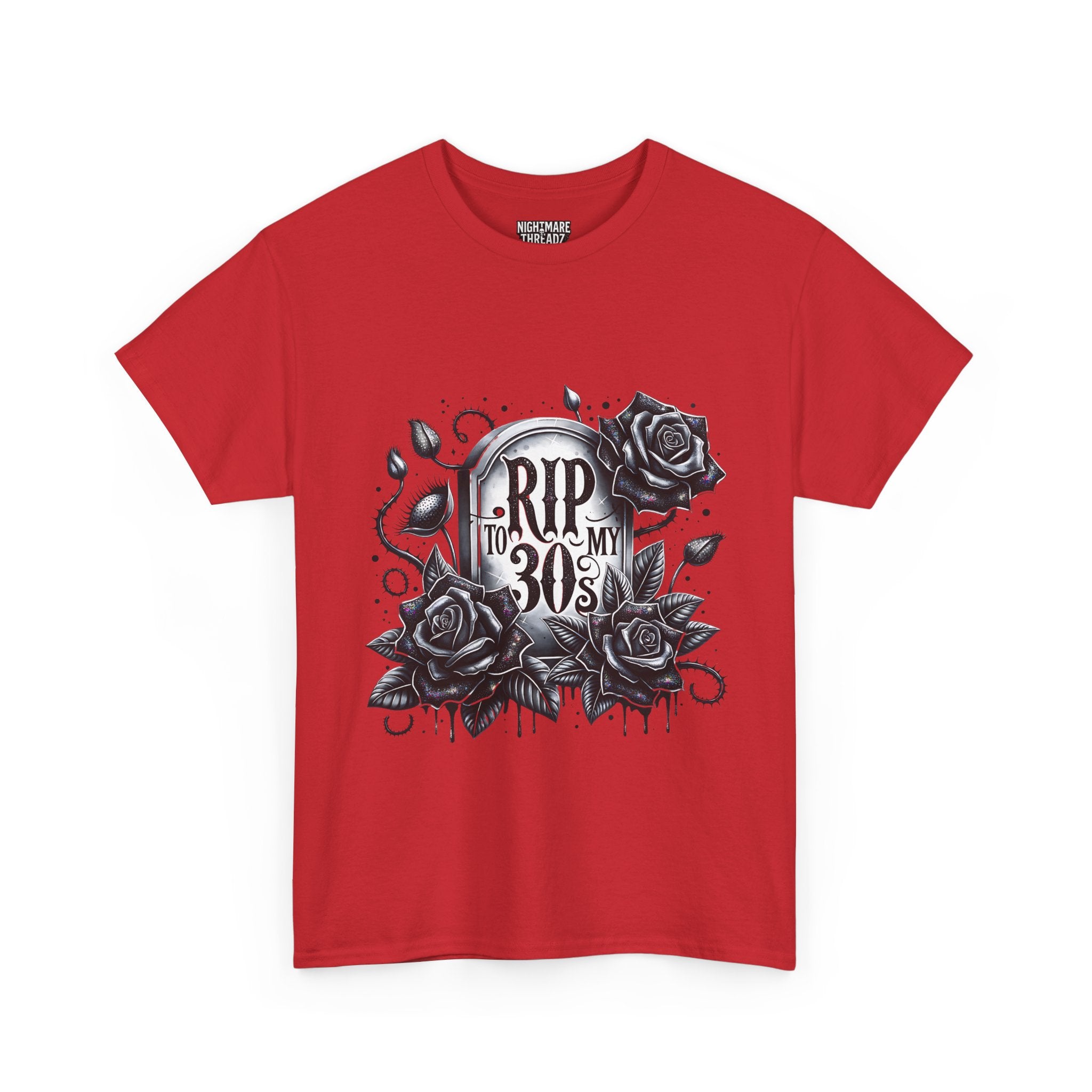 RIP to My 30s, Heavy, Unisex Graphic Shirt, Birthday Gift, Casual Wear, Vintage Style, Floral Design T-shirt