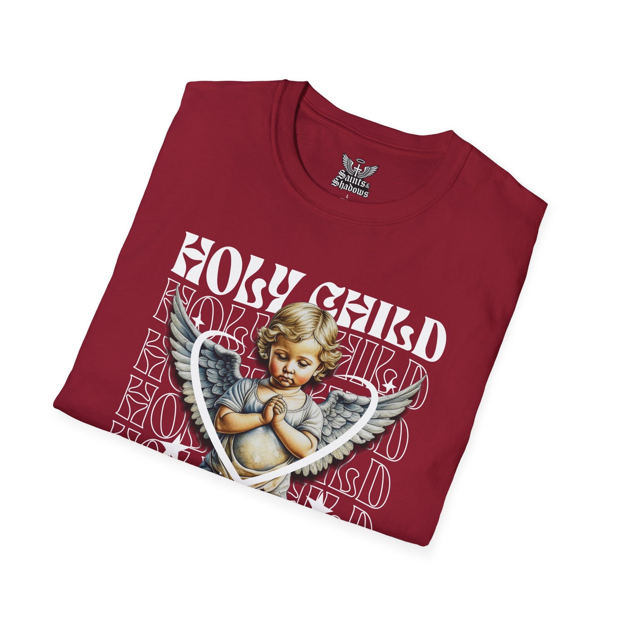 Saints and Shadows - Holy Child, Angelic Artwork Unisex Softstyle T-Shirt, Casual Wear