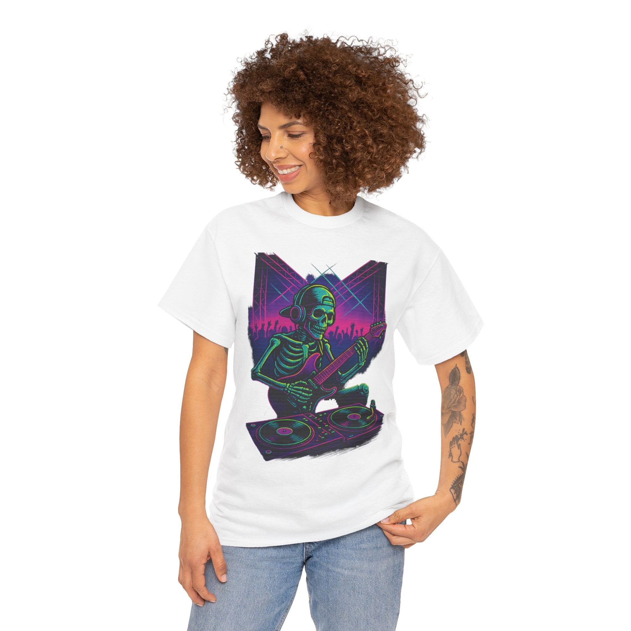 Bone Jams Rockin’ Skeleton, Tee | Loud Enough to Wake the Dead | Unisex Cotton Shirt for Music Lovers, Concerts, Halloween, Gifts