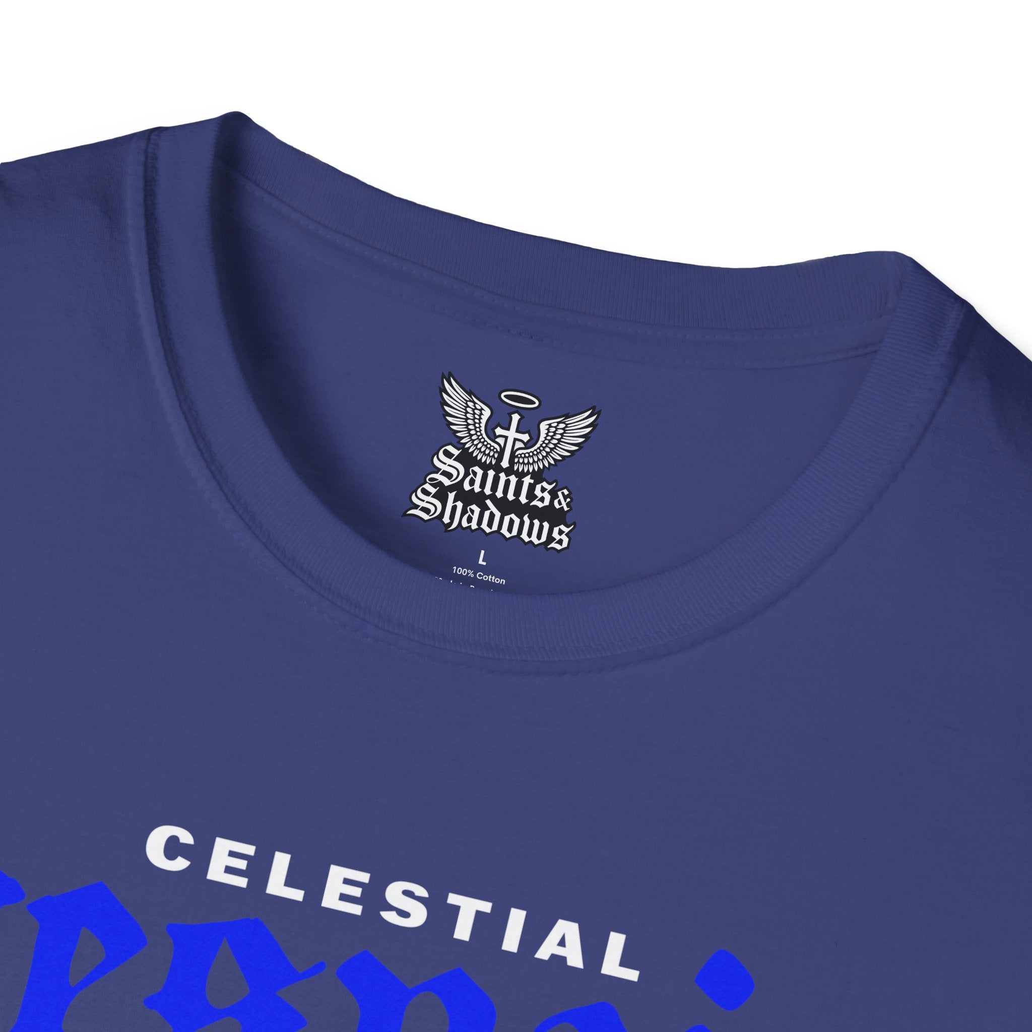 Saints and Shadows - Celestial Despair, Angelic Artwork Unisex Softstyle T-Shirt, Casual Wear