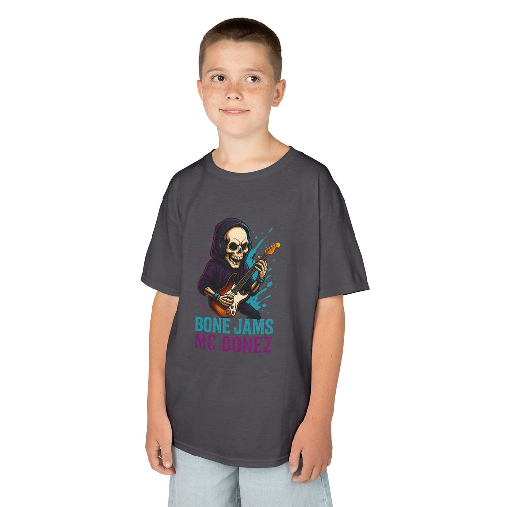 Bone Jams MC Bonez, Kids Tee | Guitar Edition | Cool Graphic Tee, Music Fan Shirt, Unique Gift for Young Musicians