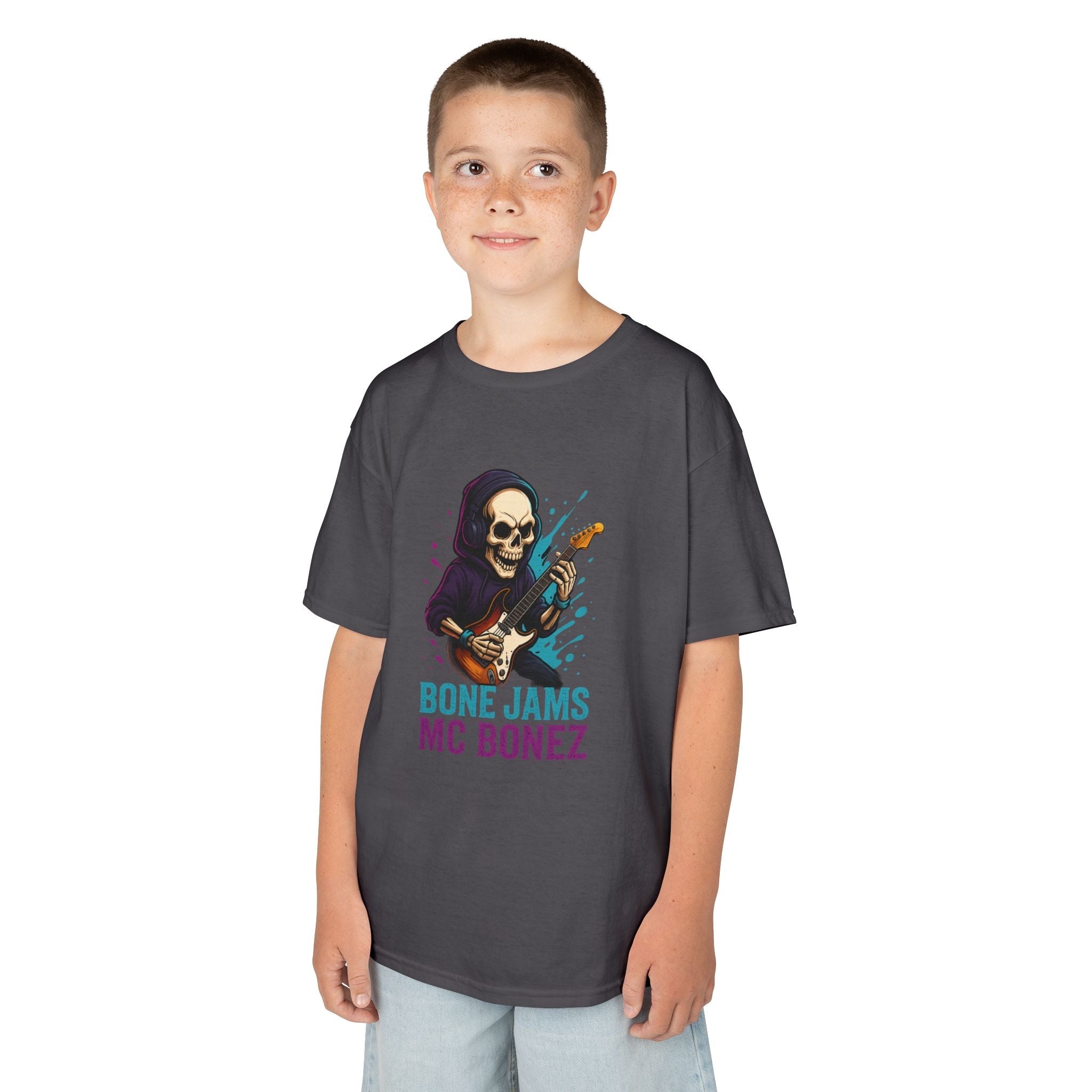 Bone Jams MC Bonez, Kids Tee | Guitar Edition | Cool Graphic Tee, Music Fan Shirt, Unique Gift for Young Musicians