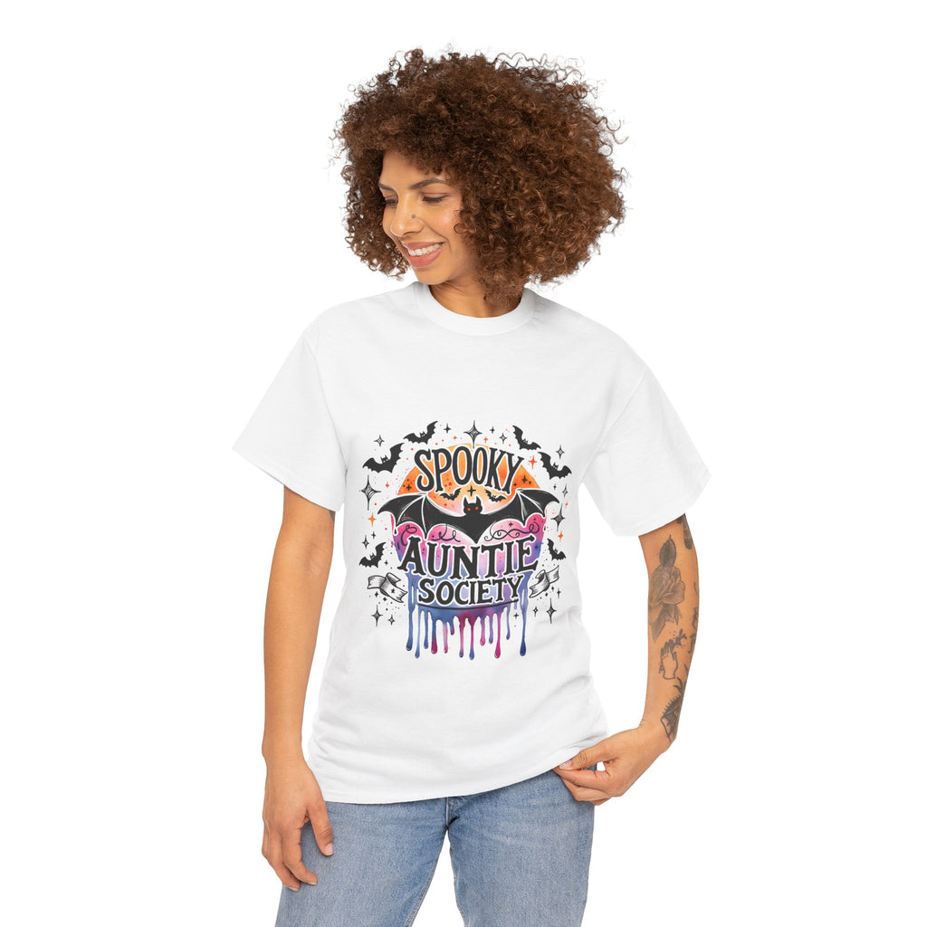 Spooky Auntie Society Tee, Ghost Lovers T-Shirt, Halloween Costume Shirt, Unisex Graphic Tee, Fun Family Gathering Apparel