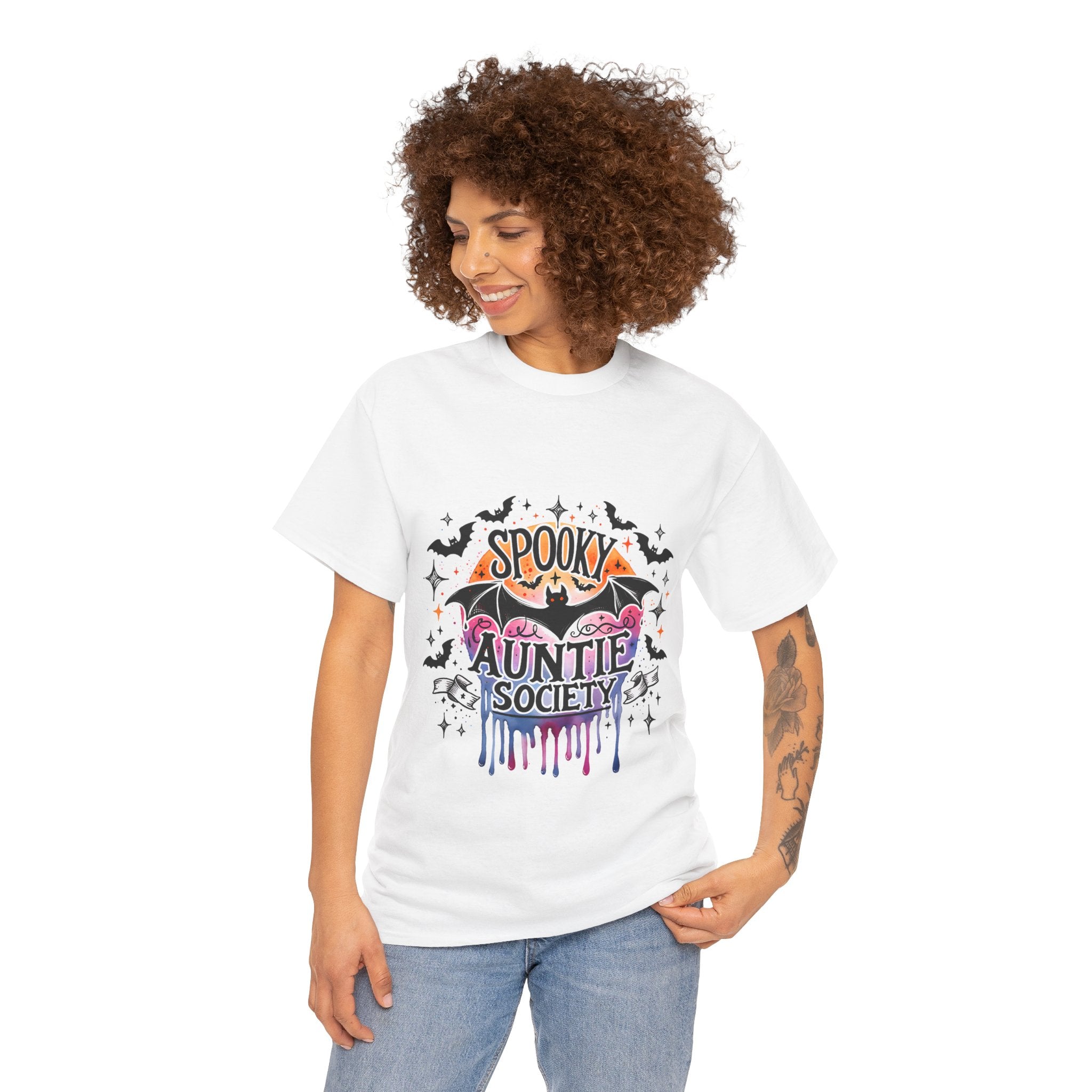 Spooky Auntie Society Tee, Ghost Lovers T-Shirt, Halloween Costume Shirt, Unisex Graphic Tee, Fun Family Gathering Apparel