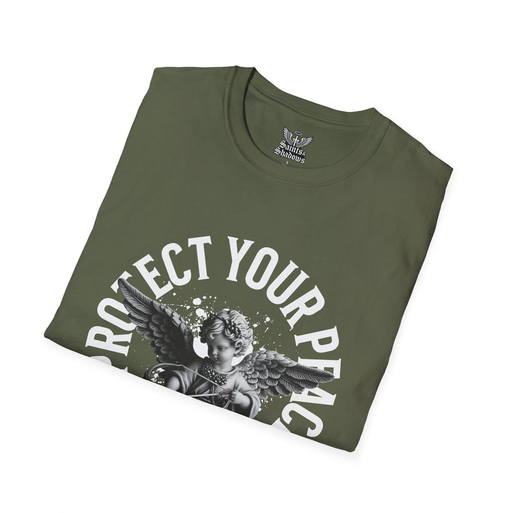 Saints and Shadows - Protect Your Peace, Angelic Artwork Unisex Softstyle T-Shirt, Casual Wear