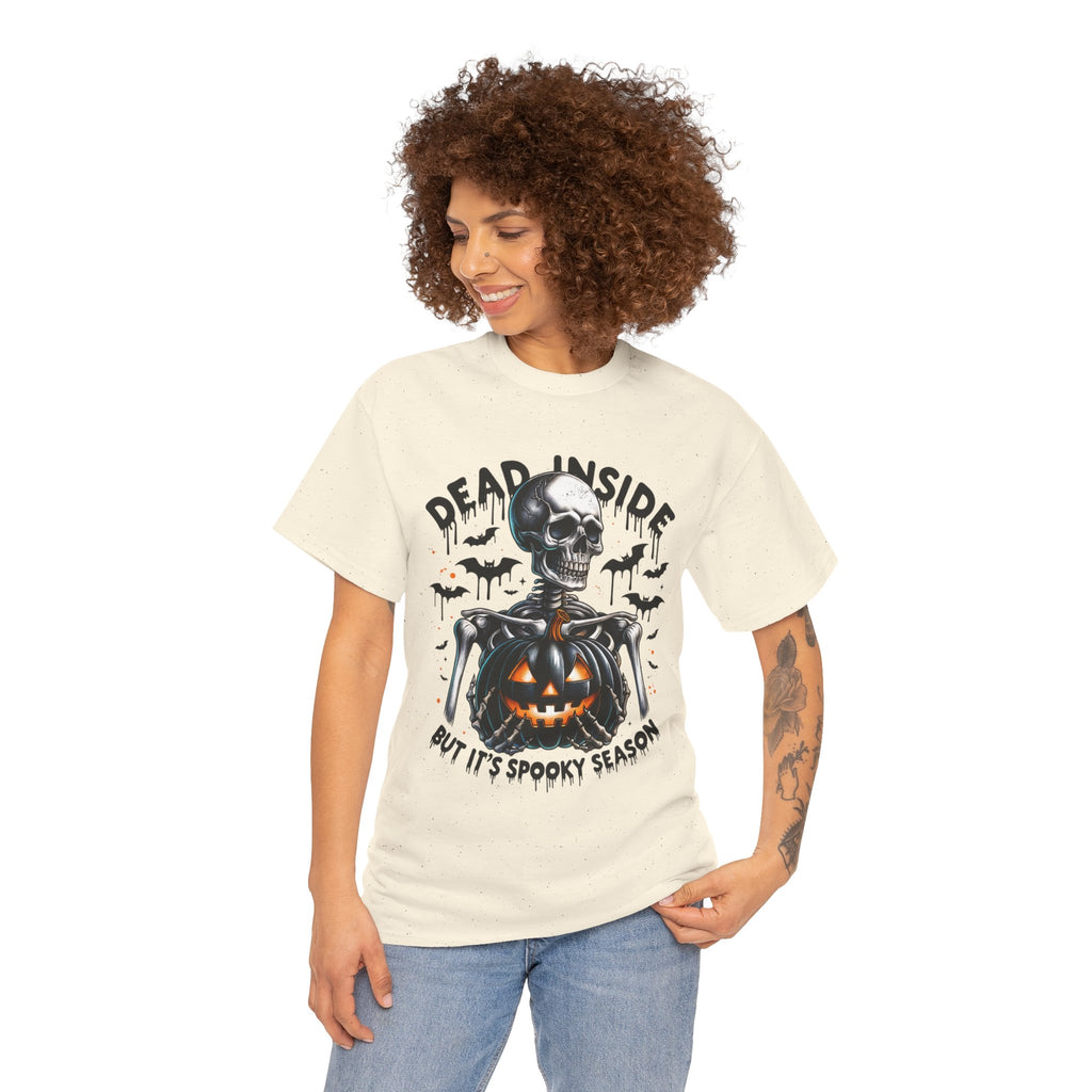 Dead Inside, Spooky Season Tee, Unisex Heavy Cotton T-Shirt, Halloween Shirt, Fun Casual Wear, Graphic Tee, Gift for Halloween Lovers
