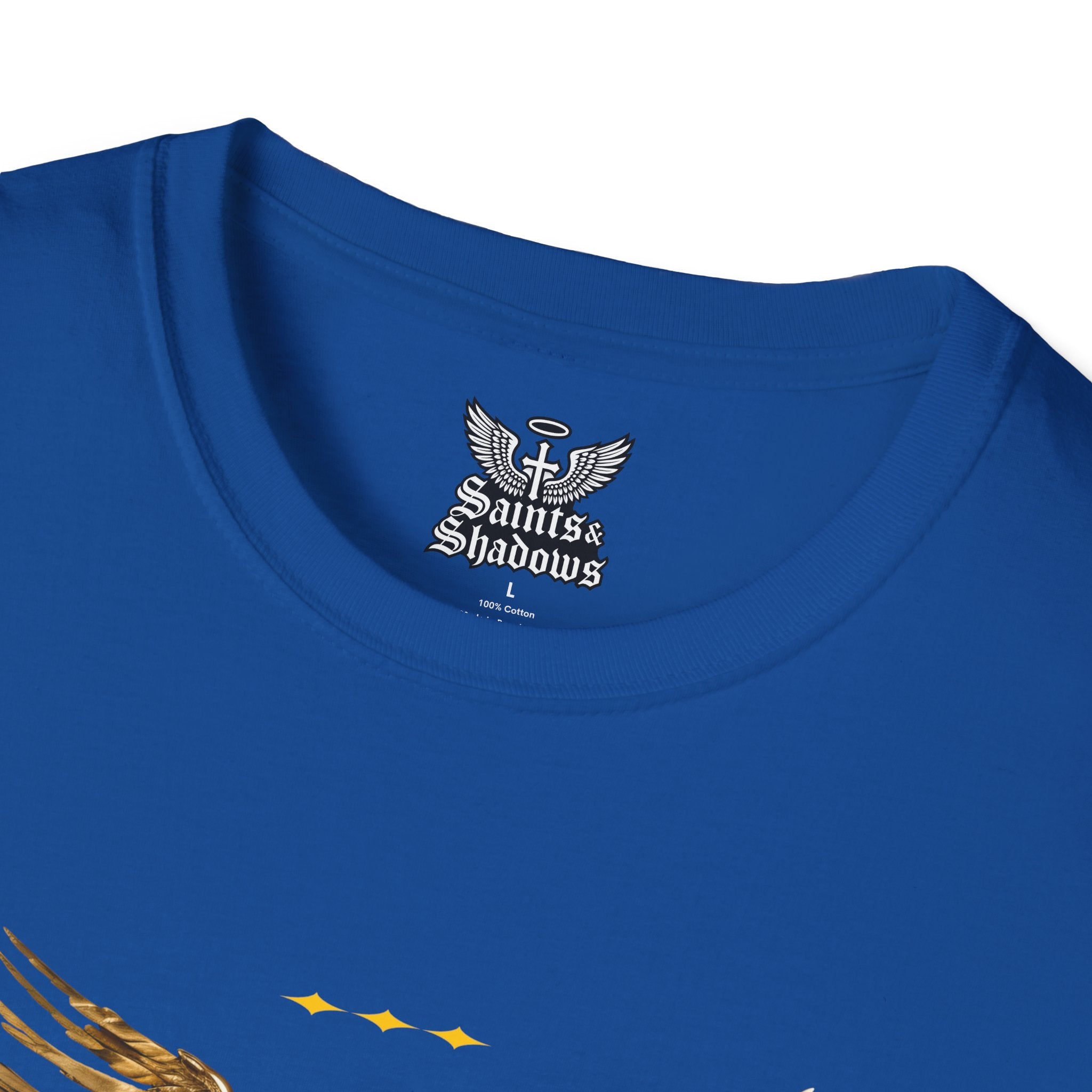 Saints and Shadows - Holy Wings, Angelic Artwork Unisex Softstyle T-Shirt, Casual Wear