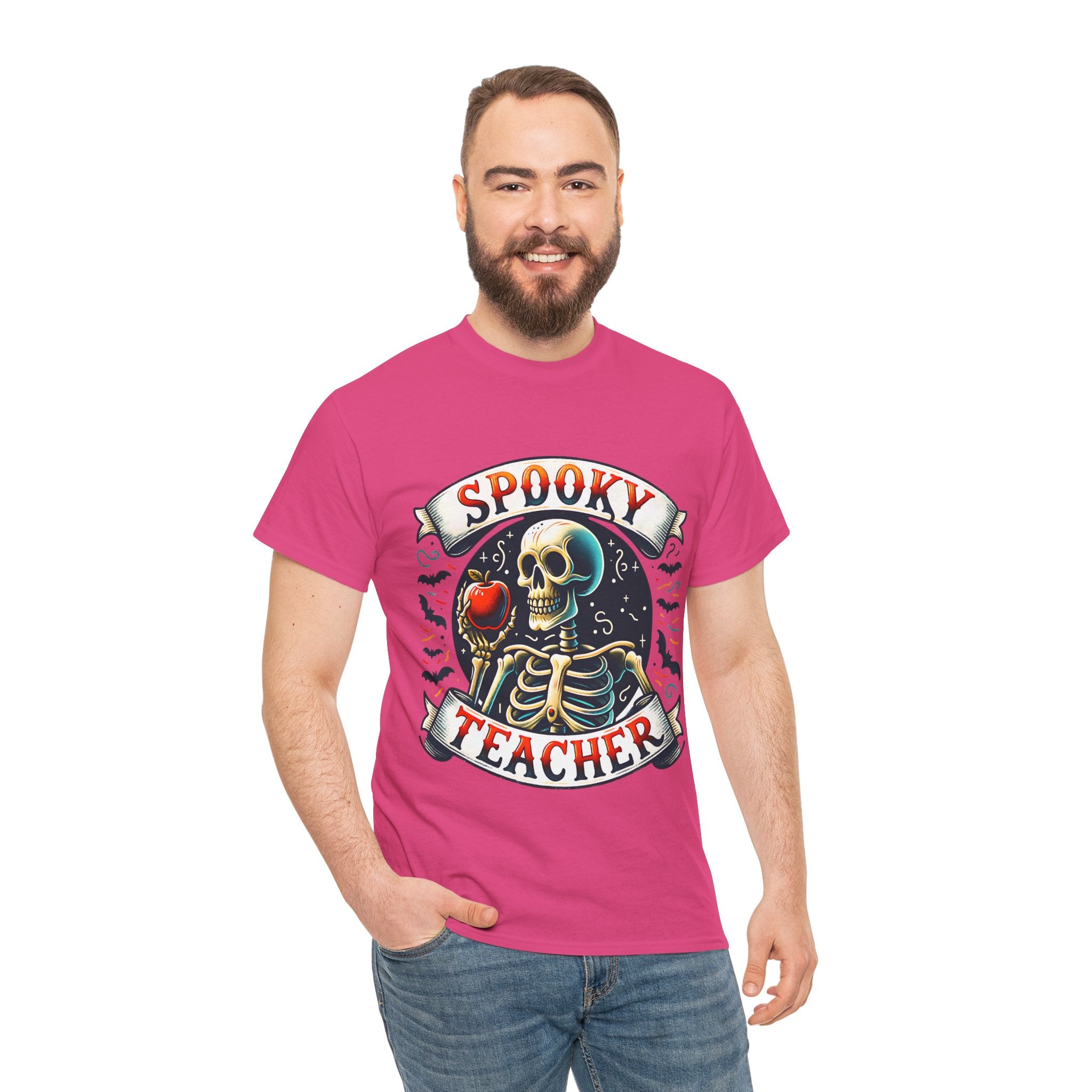 Spooky Teacher Tee, Halloween Shirt, Unisex Cotton T-Shirt, Funny Teacher Gift, Skeleton Design, Fall Apparel