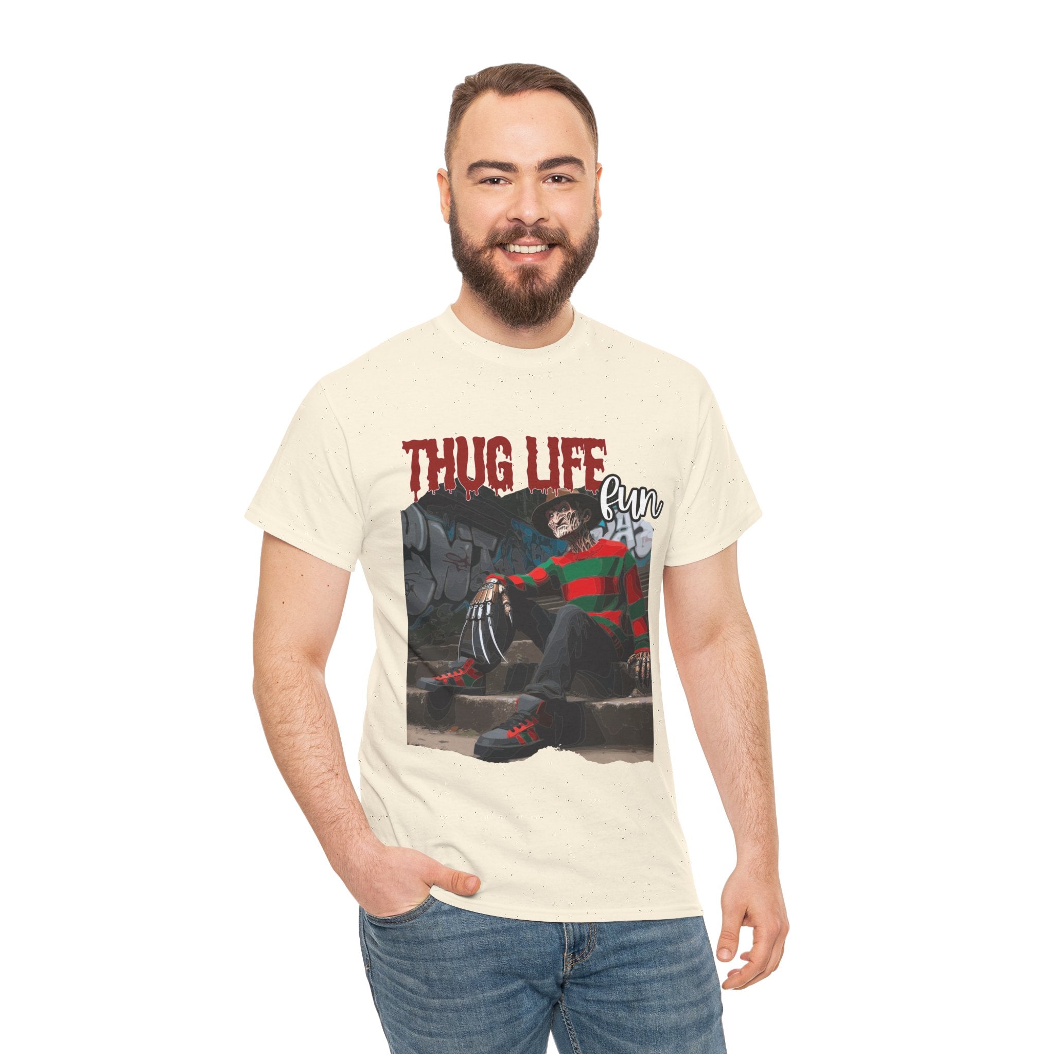 Freddie Kruger, Thug Life Tee - Horror Graphic Tee, Unisex Cotton Shirt, Halloween Costume, Horror Movie Gift