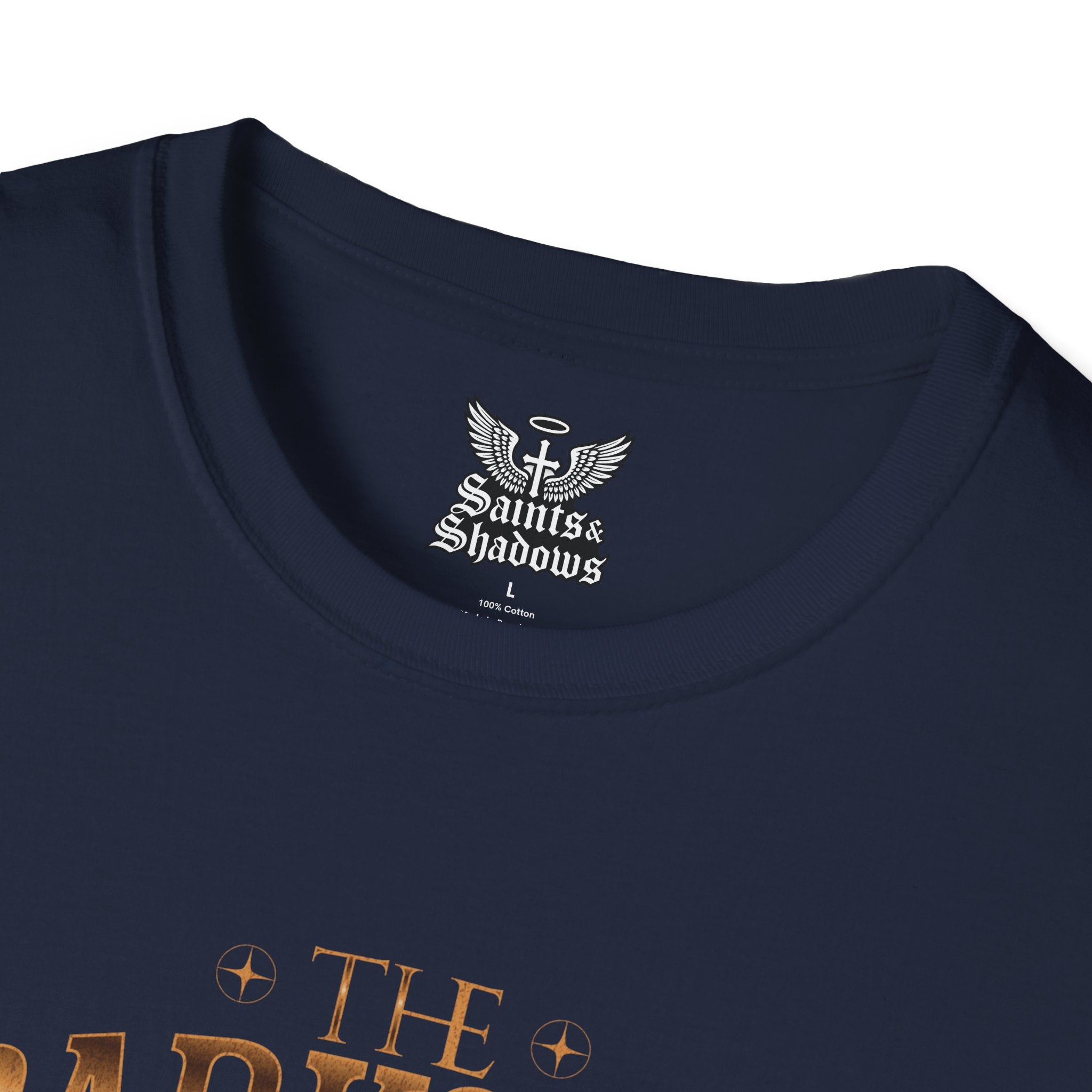 Saints and Shadows - The Darkside of Money, Angelic Artwork Unisex Softstyle T-Shirt, Casual Wear