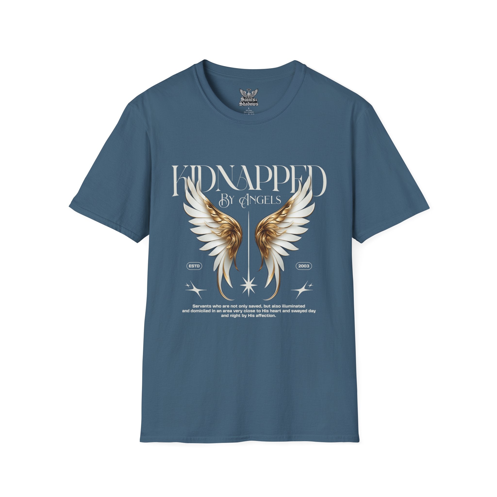Saints and Shadows - Kidnapped, Angelic Artwork Unisex Softstyle T-Shirt, Casual Wear